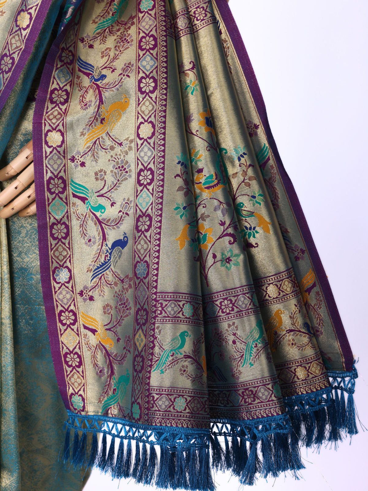 Sky blue color Kanjivaram work Designer Saree BLS1014_Sky blue