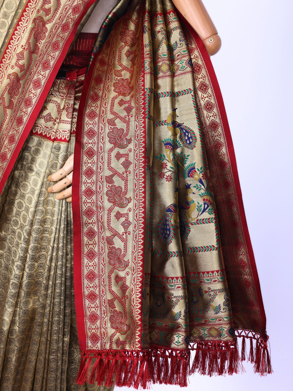 Maroon color Kanjivaram work Designer Saree BLS1015_Maroon