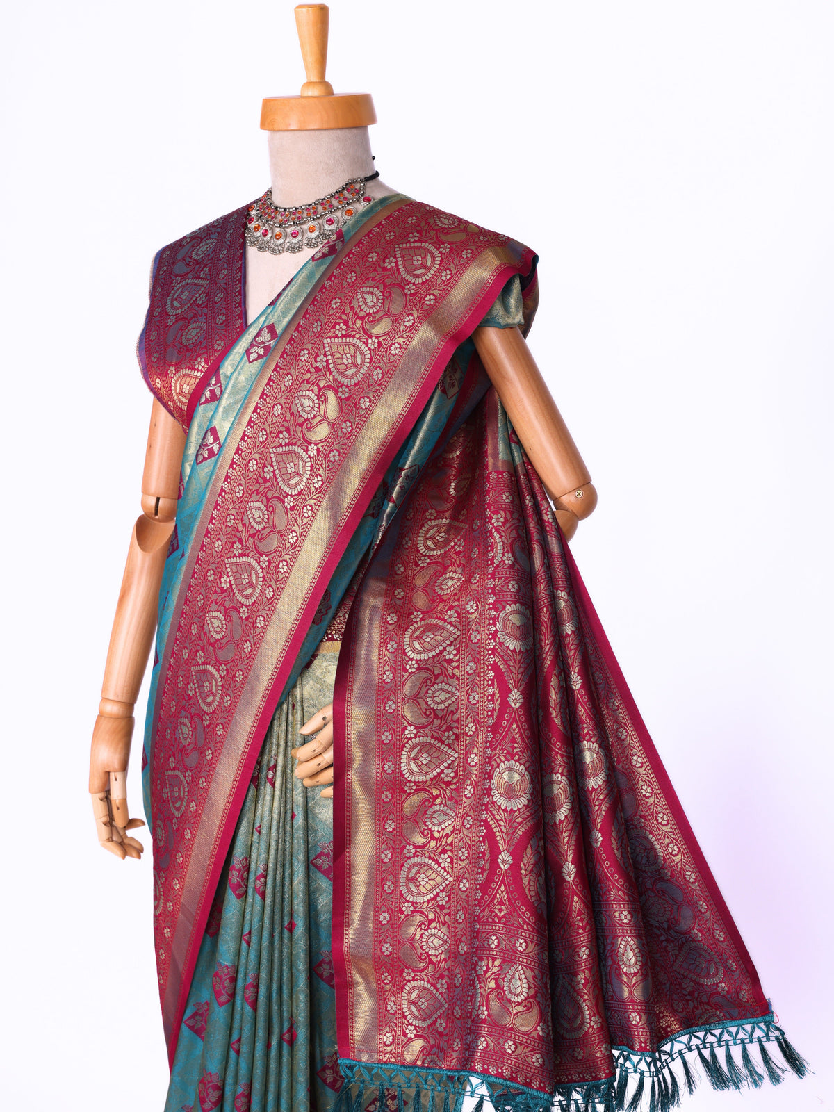Sky blue color Kanjivaram work Designer Saree BLS1012_Sky blue
