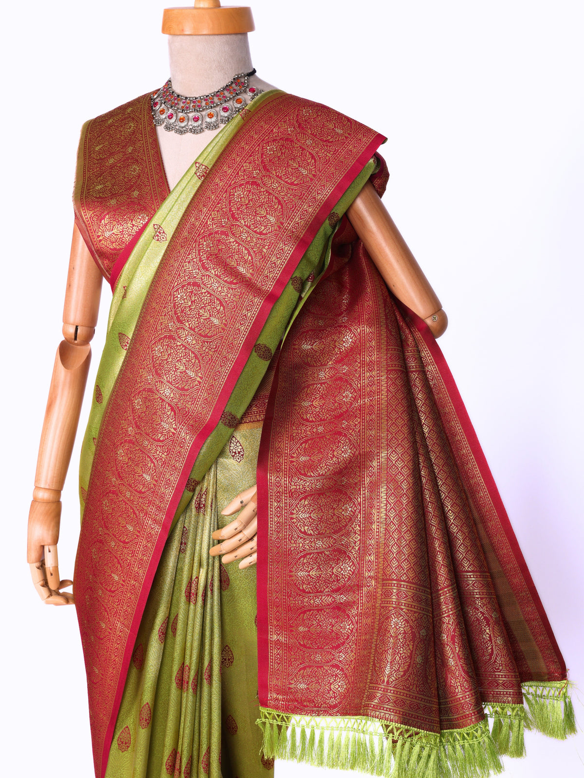 Parrot color Kanjivaram work Designer Saree BLS1011_Parrot