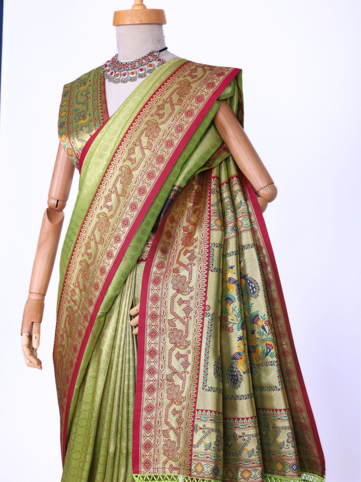Parrot color Kanjivaram work Designer Saree BLS1015_Parrot