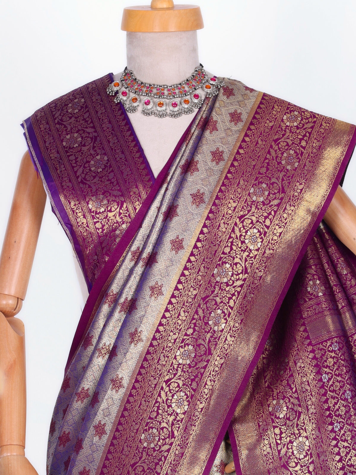 Purple color Kanjivaram work Designer Saree BLS1004_Purple