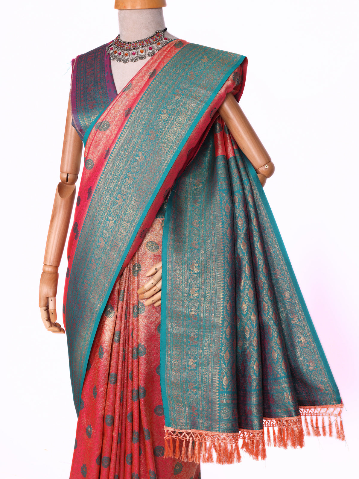 Peach color Kanjivaram work Designer Saree BLS1009_Peach