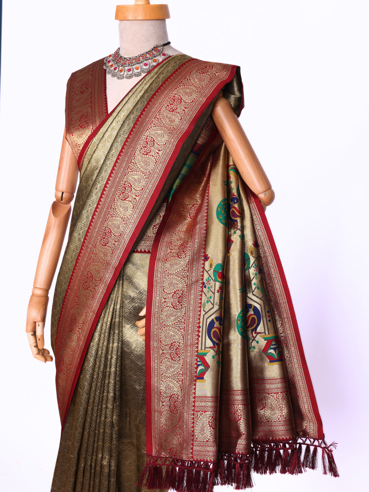 Maroon color Kanjivaram work Designer Saree BLS1013_Maroon