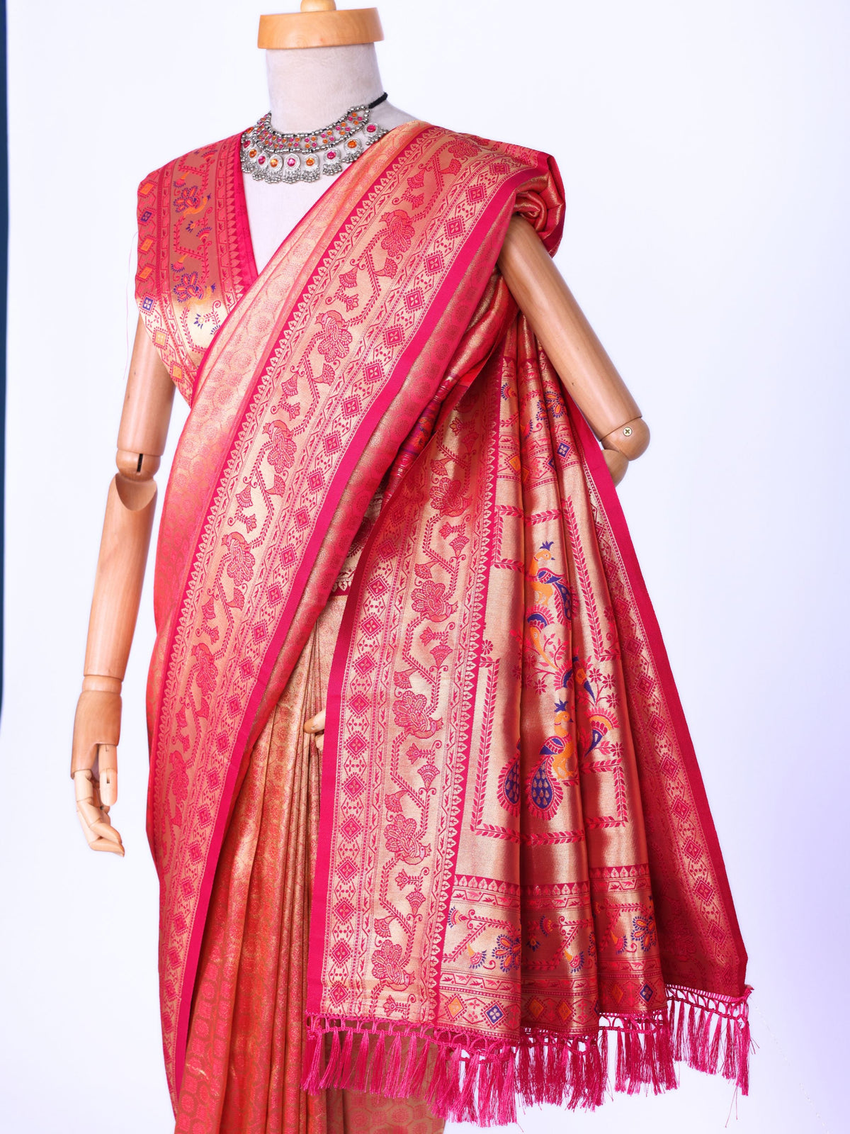 Pink color Kanjivaram work Designer Saree BLS1015_Pink