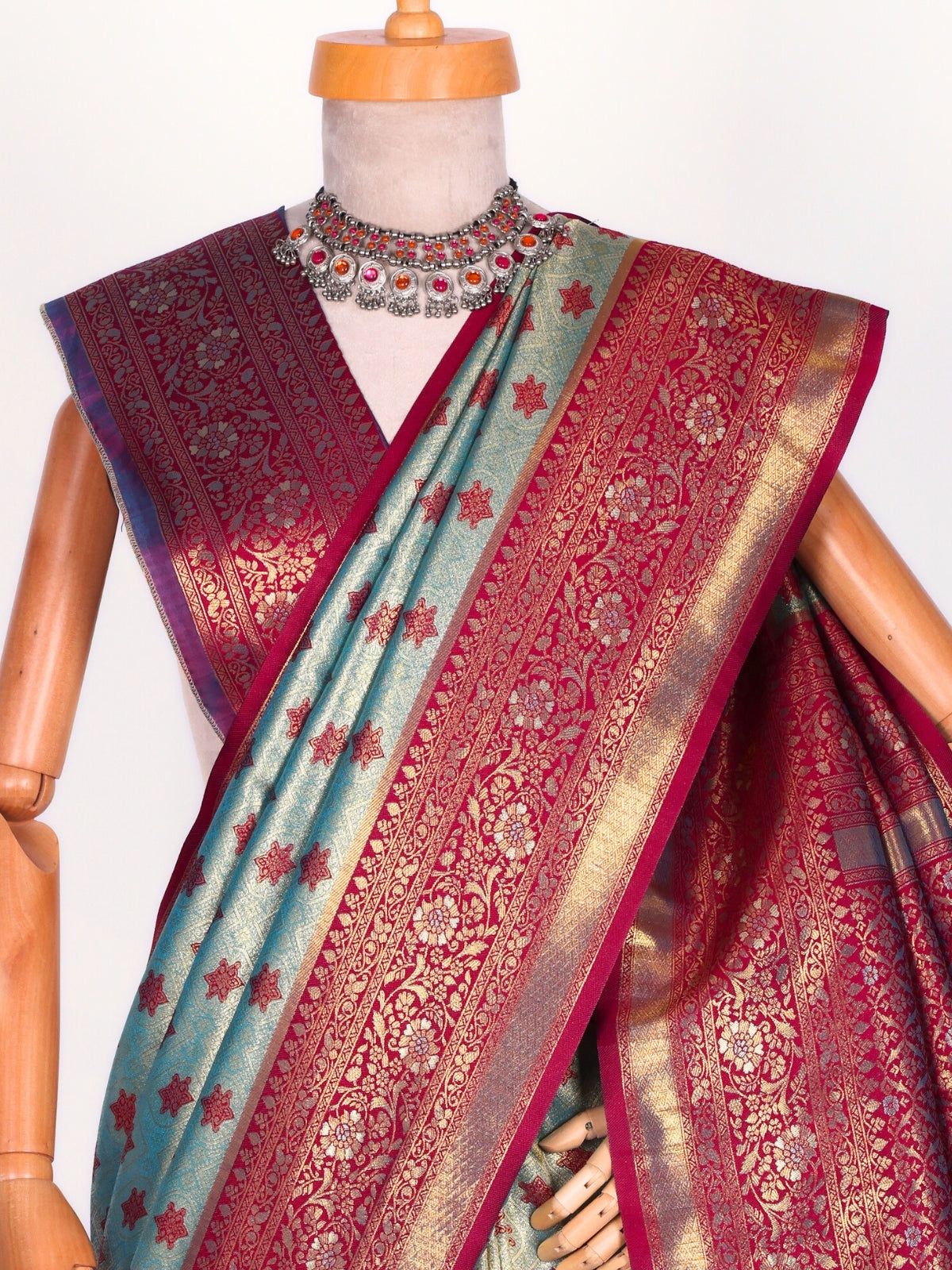 Skyblue color Kanjivaram work Designer Saree BLS1004_Skyblue