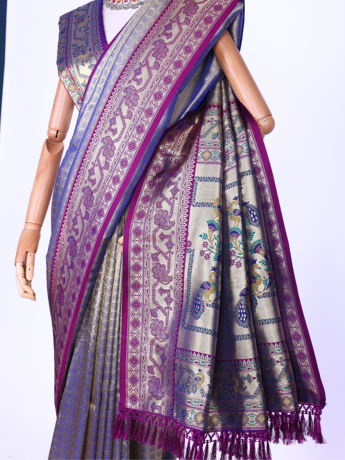 Purple color Kanjivaram work Designer Saree BLS1015_Purple