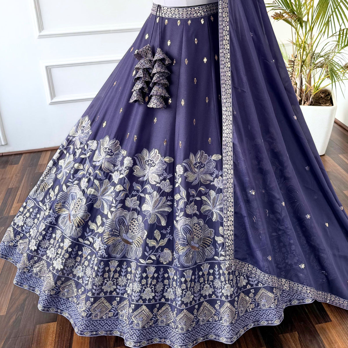 Rosy Purple color Mirror & Sequence Embroidery work Designer Lehenga Choli BL1556