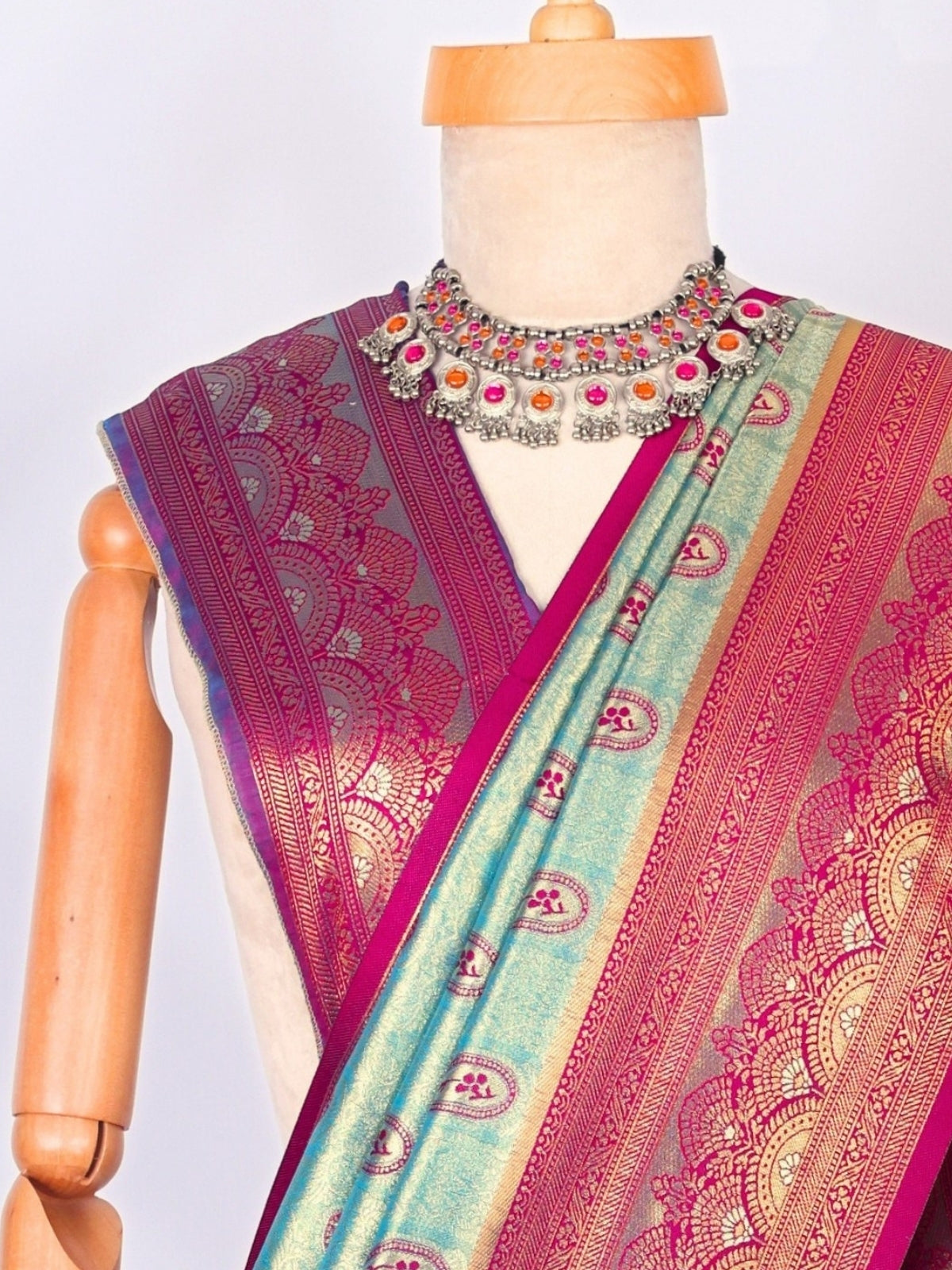 Skyblue color Kanjivaram work Designer Saree BLS1002_Skyblue