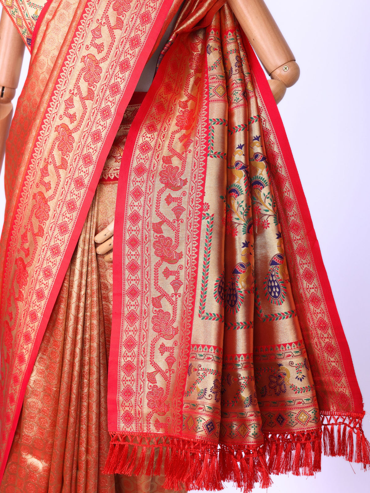 Red color Kanjivaram work Designer Saree BLS1015_Red