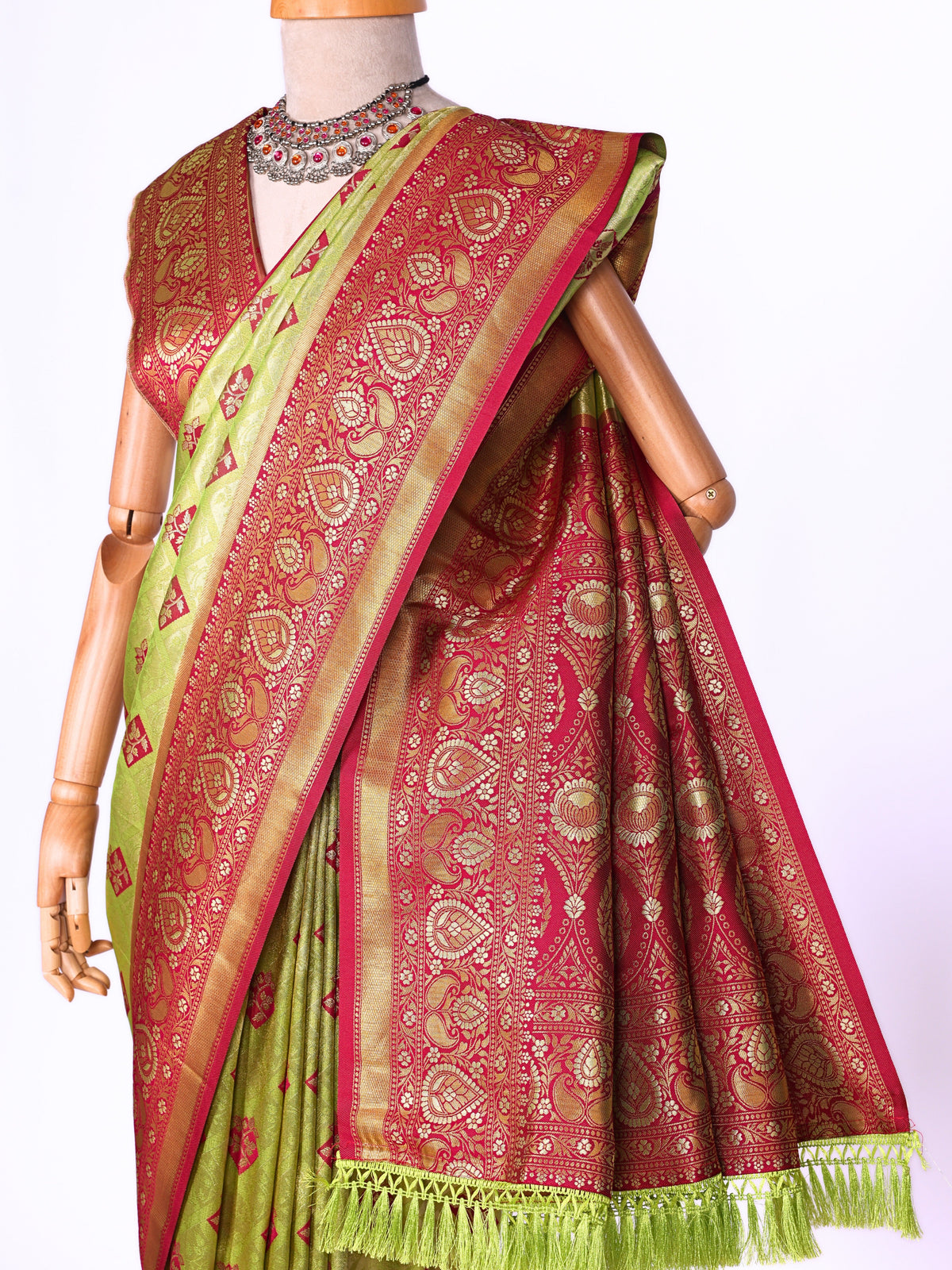 Parrot color Kanjivaram work Designer Saree BLS1012_Parrot