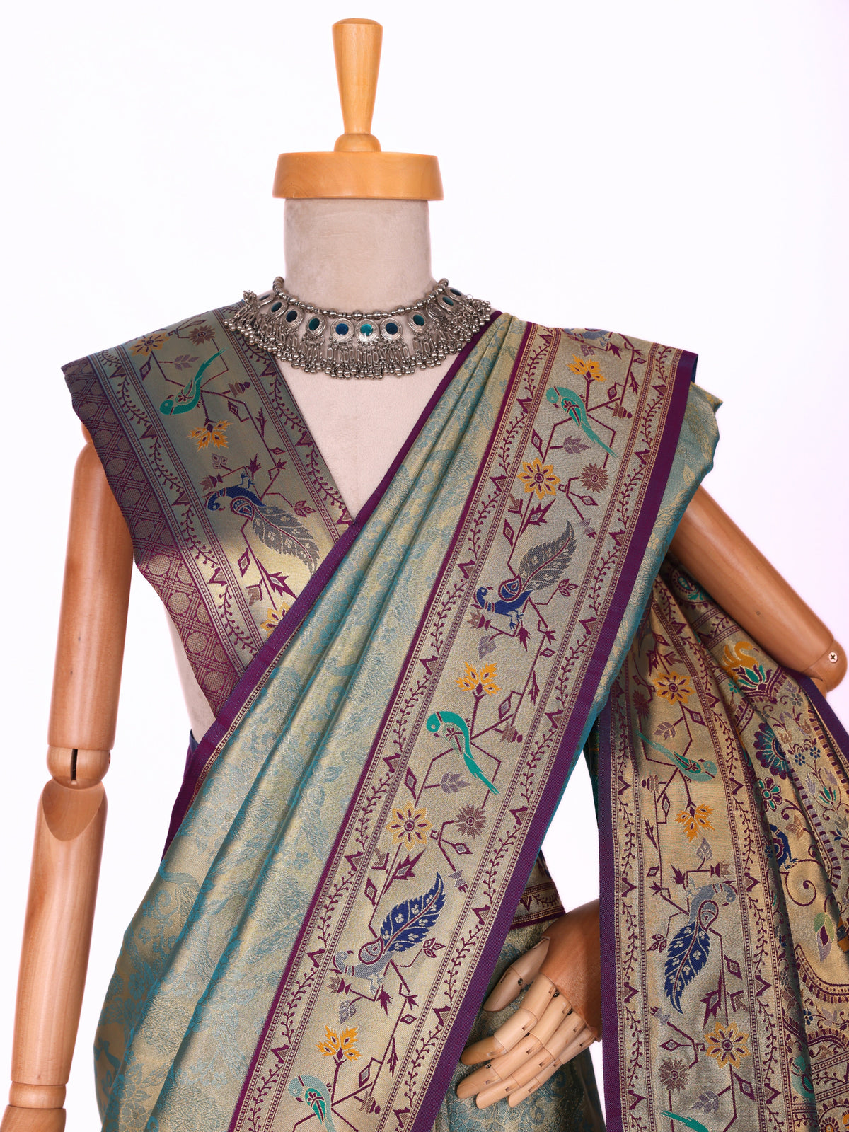 Skyblue color Kanjivaram work Designer Saree BLS1006_Skyblue