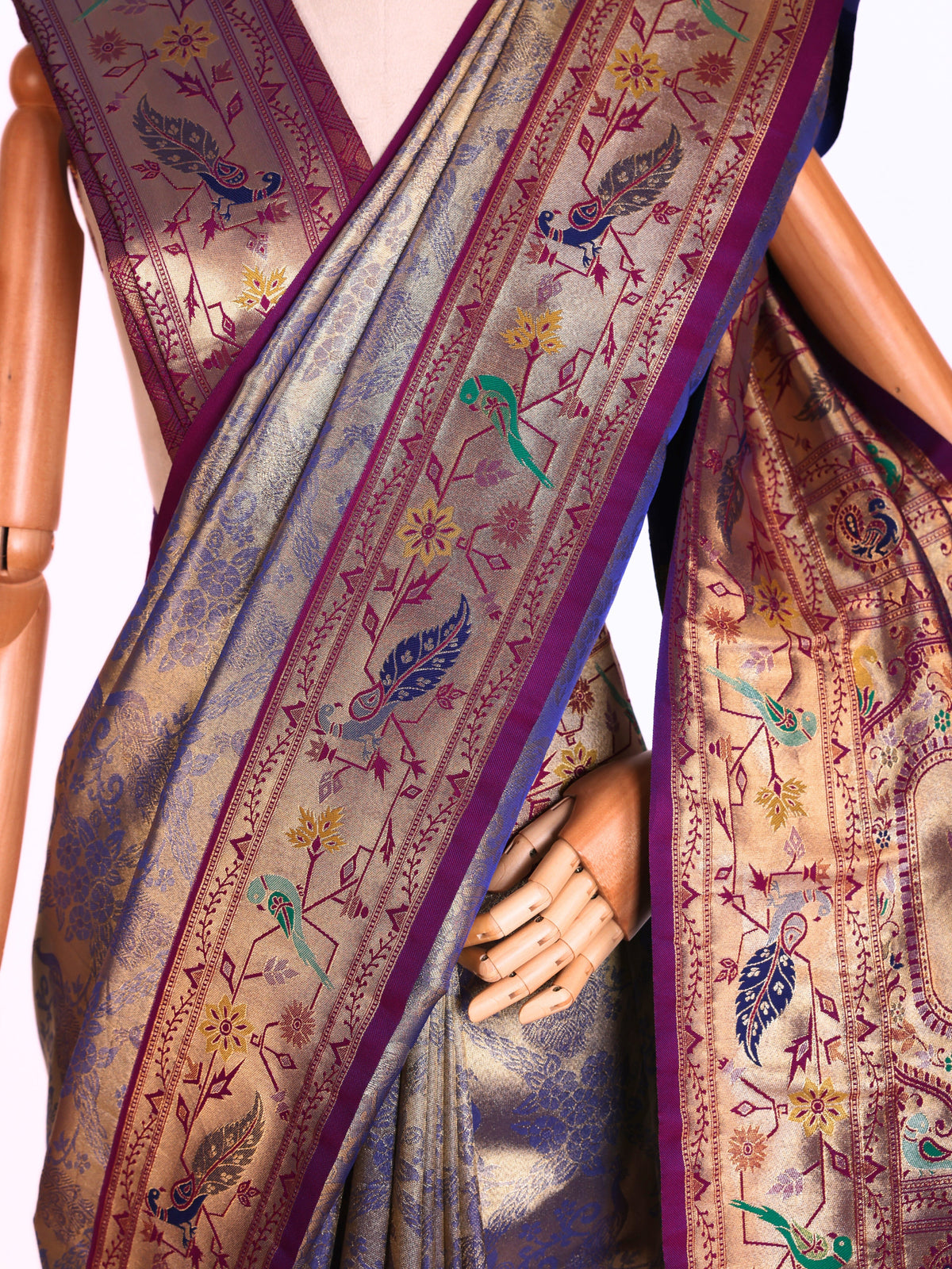 Purple color Kanjivaram work Designer Saree BLS1006_Purple