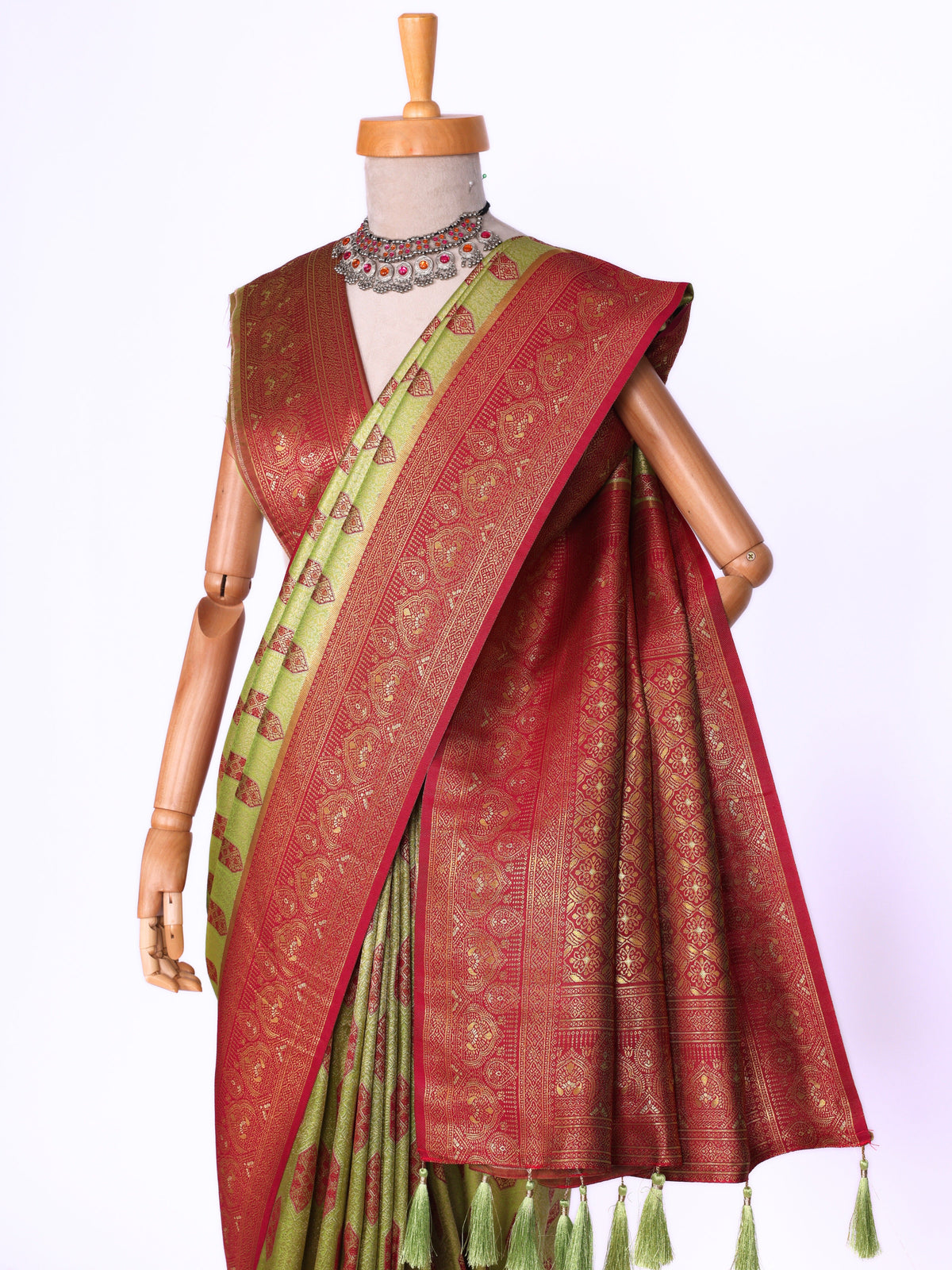 Parrot color Kanjivaram work Designer Saree BLS1010_Parrot