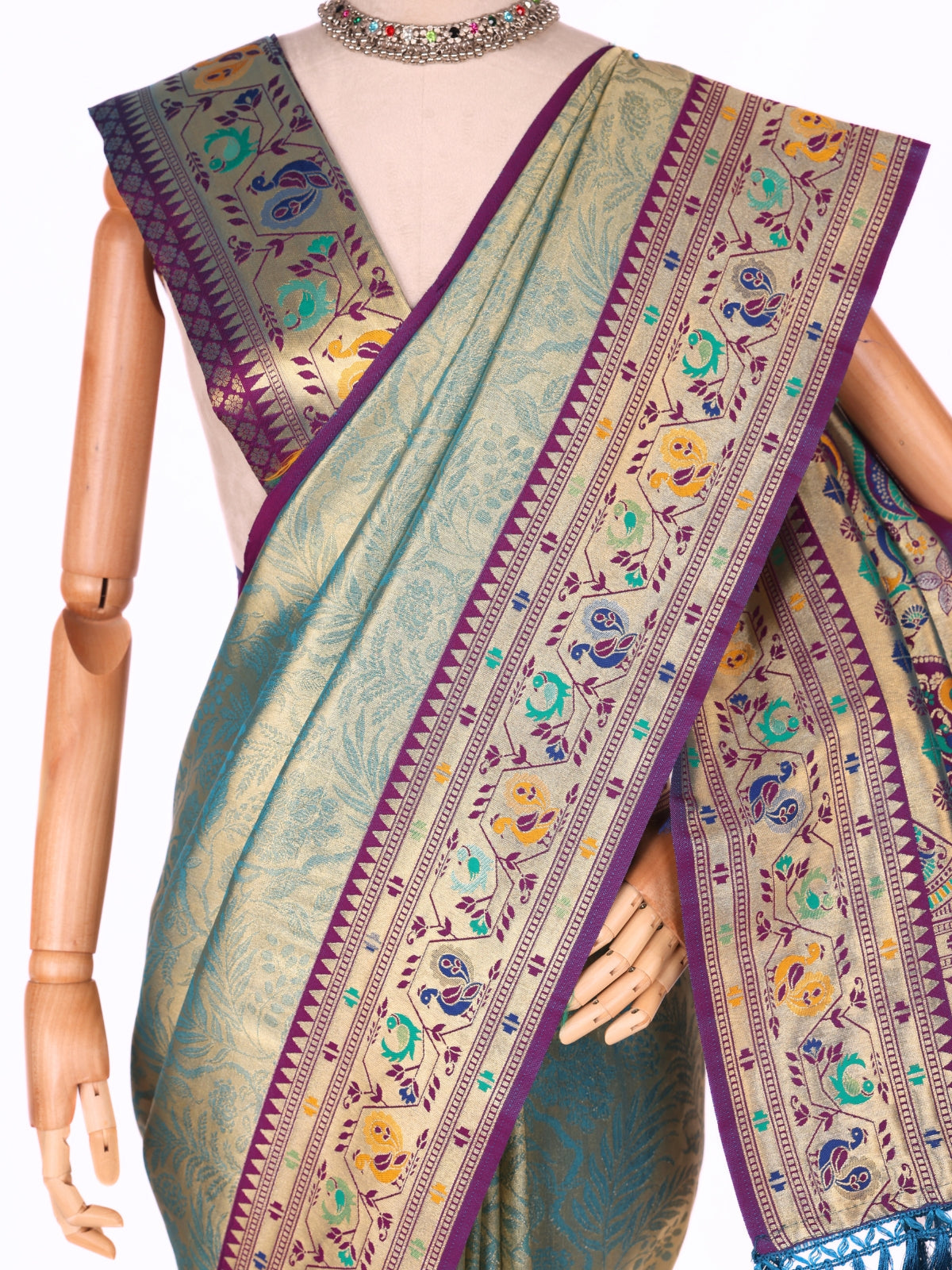 Skyblue color Kanjivaram work Designer Saree BLS1005_Skyblue