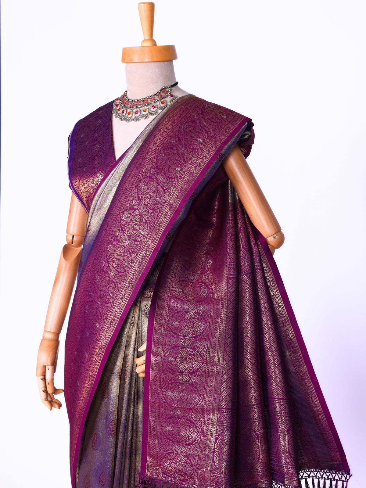 Purple color Kanjivaram work Designer Saree BLS1011_Purple