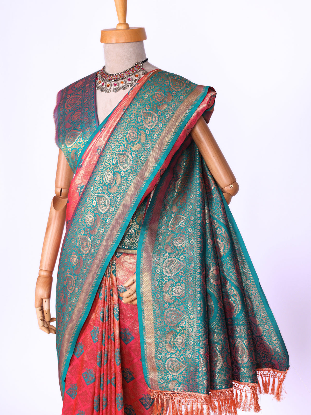 Peach color Kanjivaram work Designer Saree BLS1012_Peach