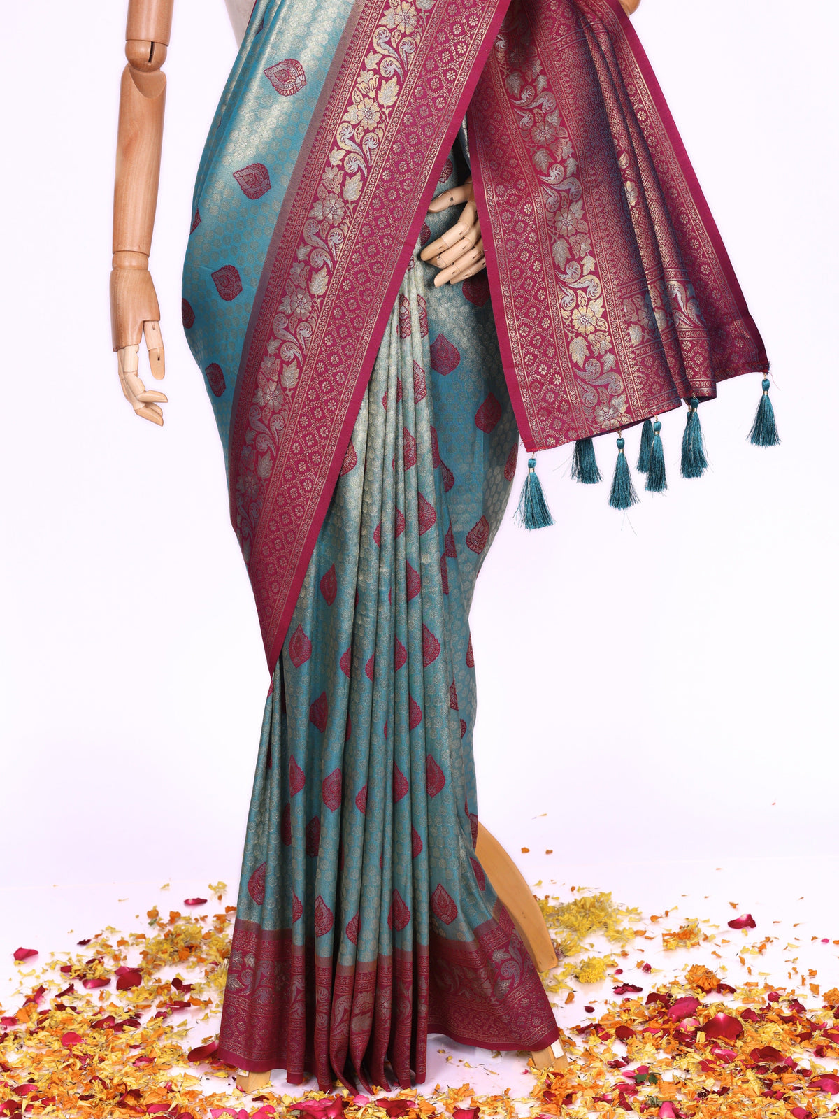 Skyblue color Kanjivaram work Designer Saree BLS1007_Skyblue