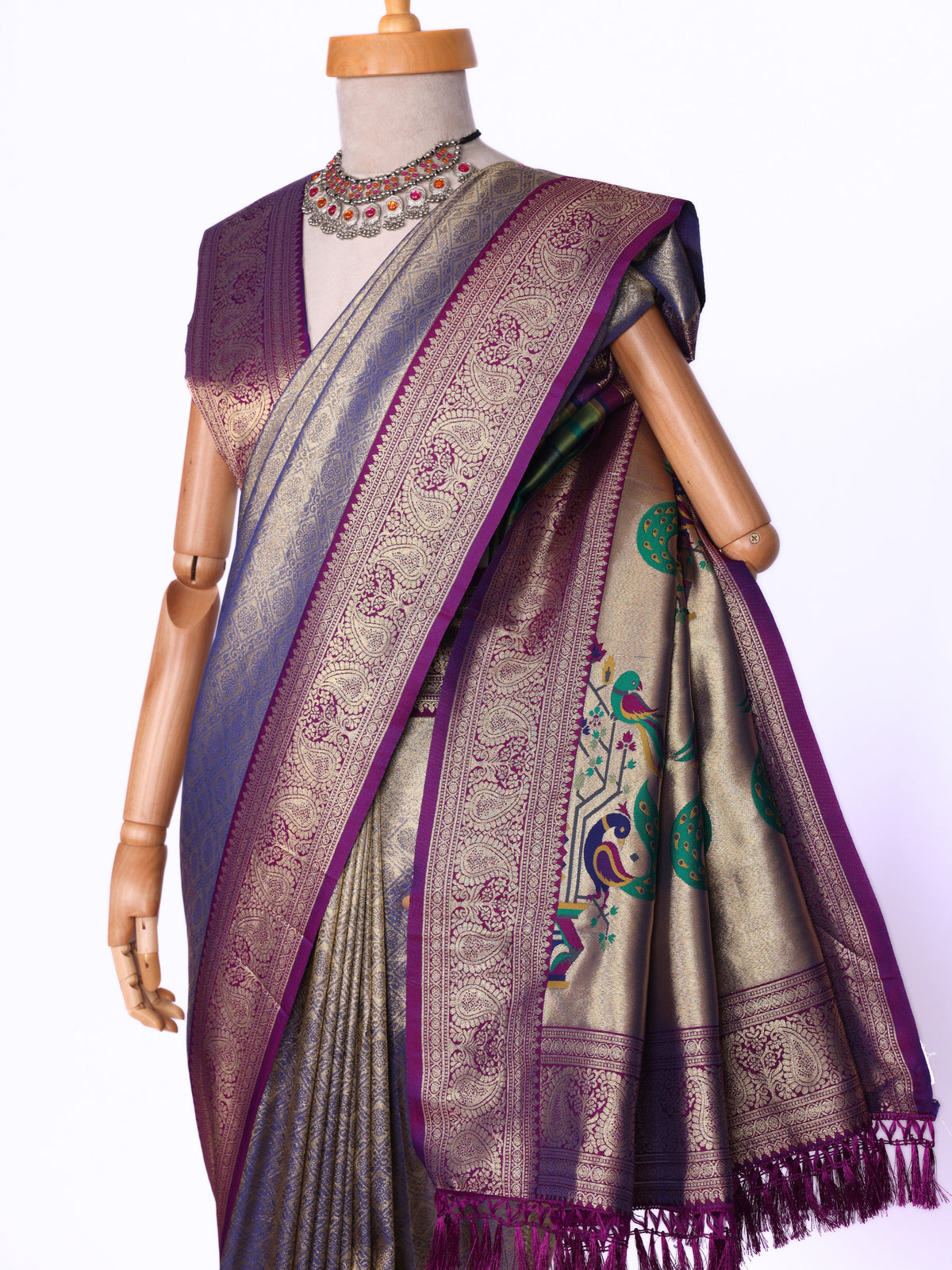 Purple color Kanjivaram work Designer Saree BLS1013_Purple