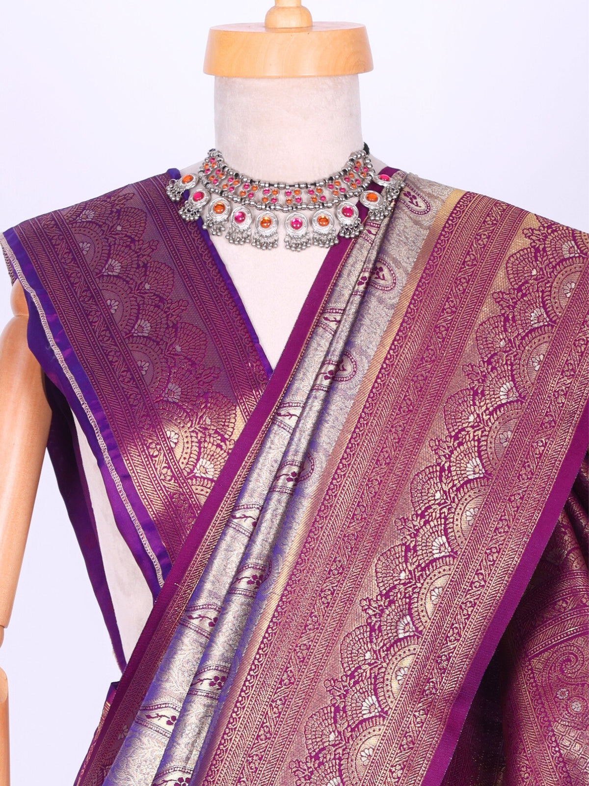 Purple color Kanjivaram work Designer Saree BLS1002_Purple
