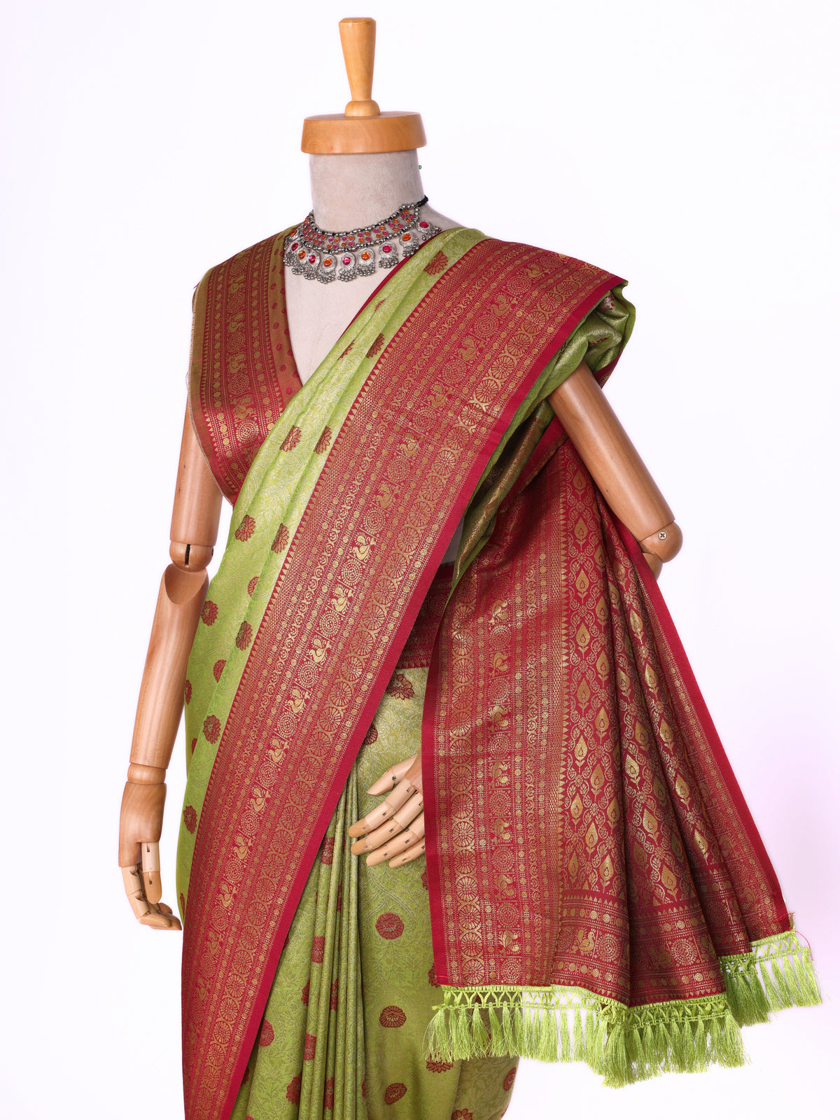 Parrot color Kanjivaram work Designer Saree BLS1009_Parrot