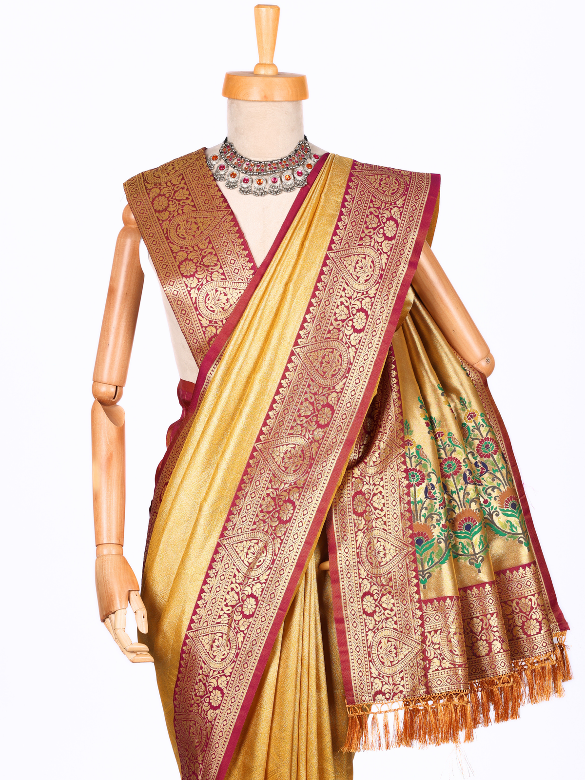 Yellow color Kanjivaram work Designer Saree BLS1017_Yellow