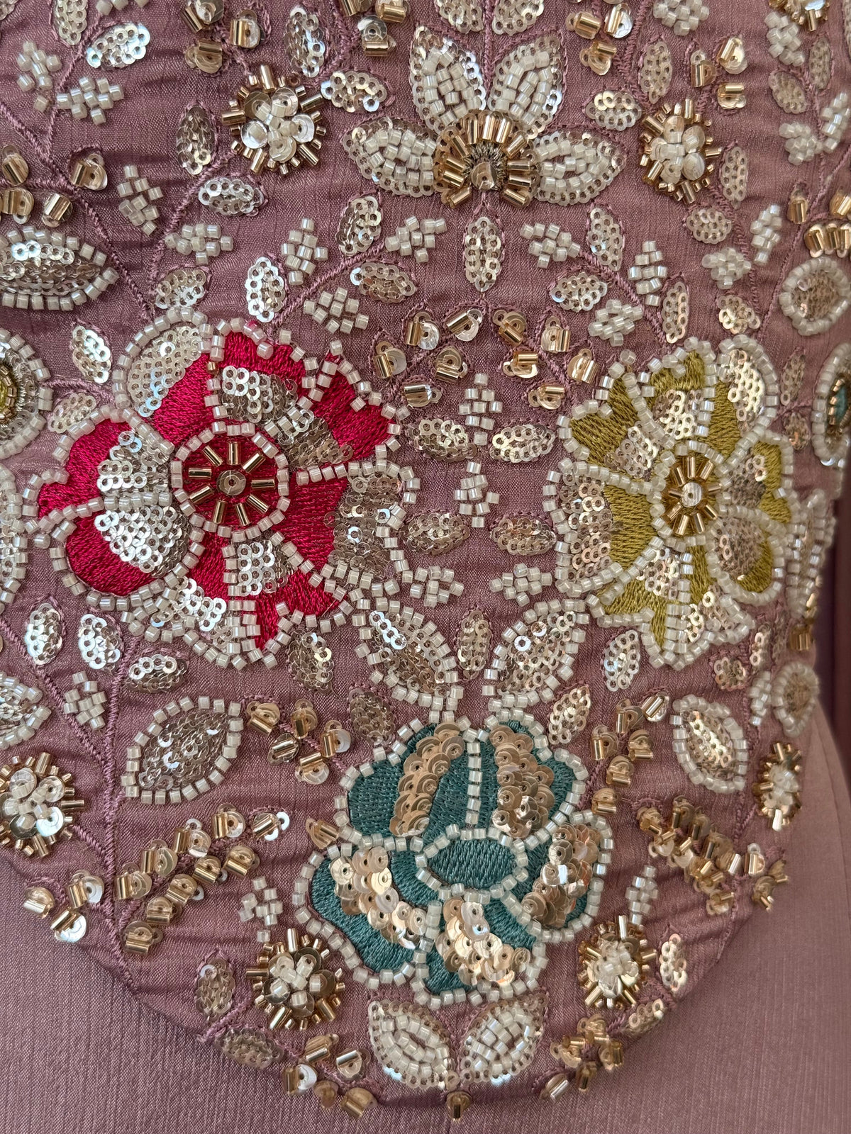 Soft Mauve Pink color Bids Sequence Embroidery work Sharara set BLS127