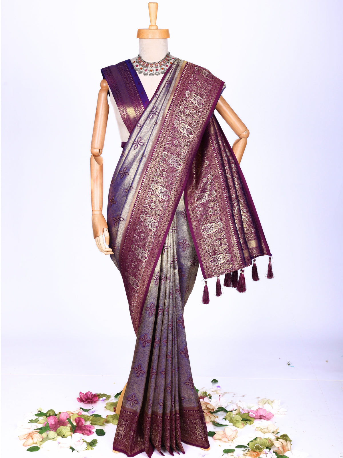 Purple color Kanjivaram work Designer Saree BLS1020_Purple
