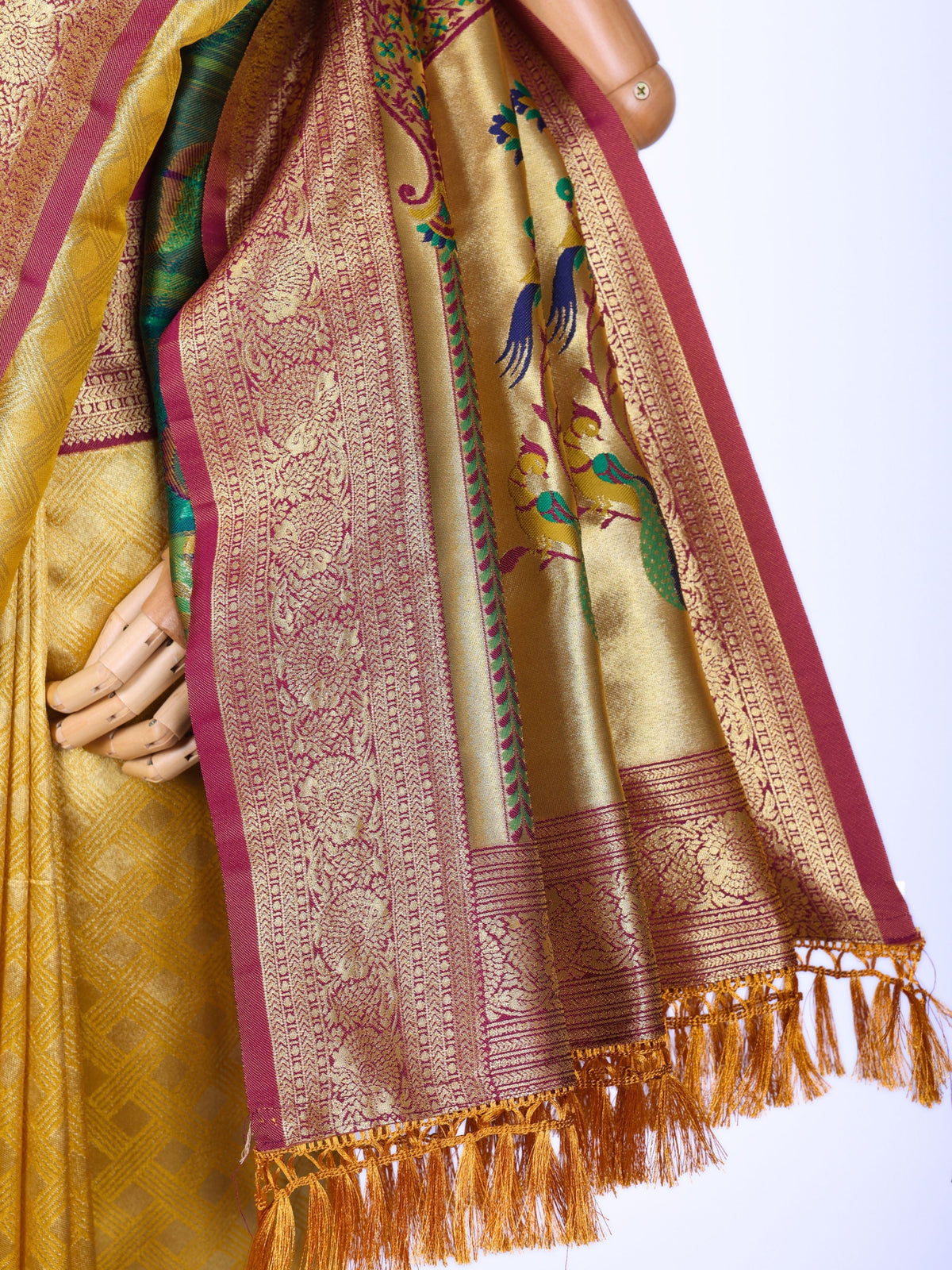 Yellow color Kanjivaram work Designer Saree BLS1016_Yellow