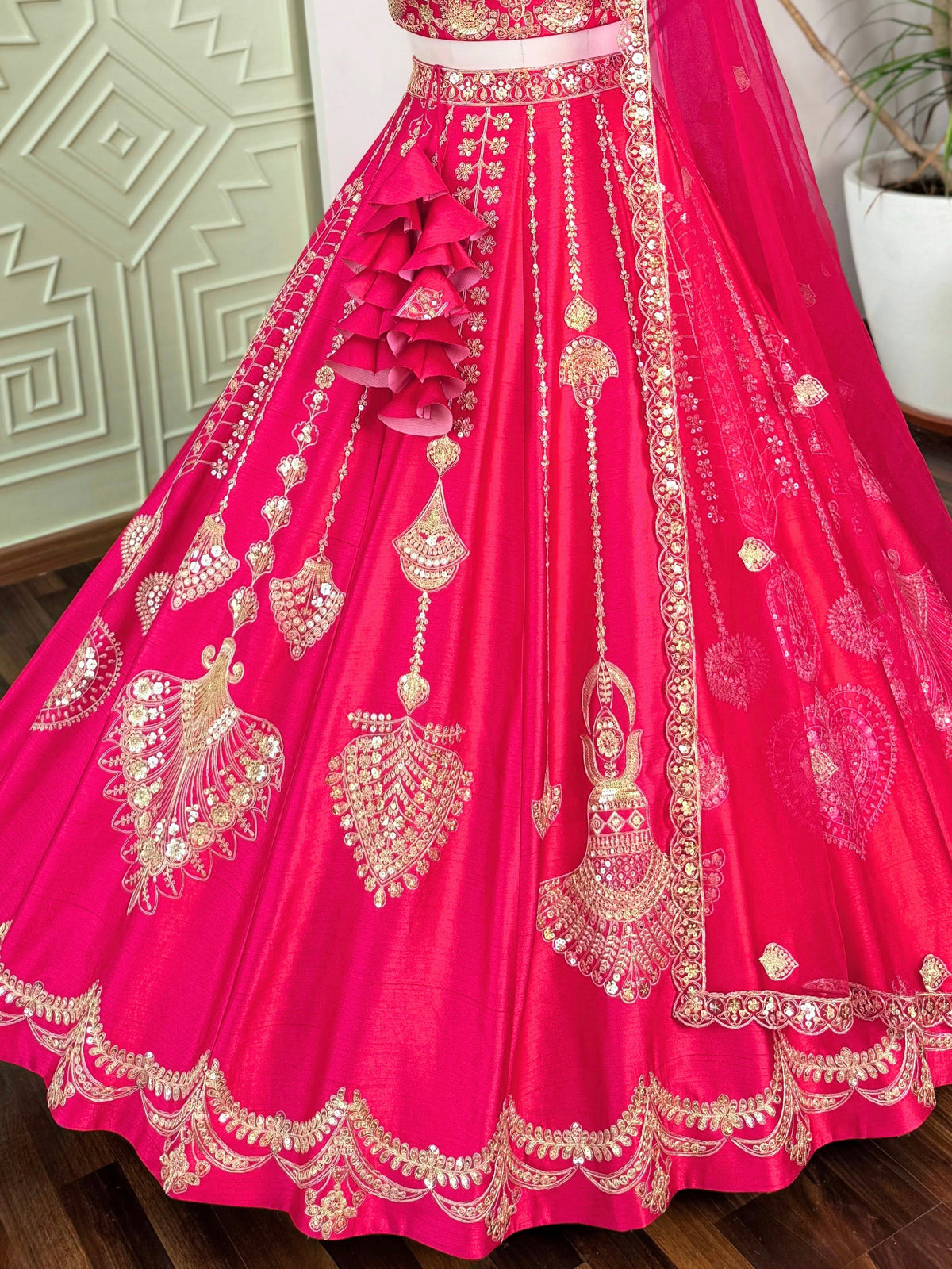 Pink color Designer Sequence Embroidery work Lehenga choli BL1729
