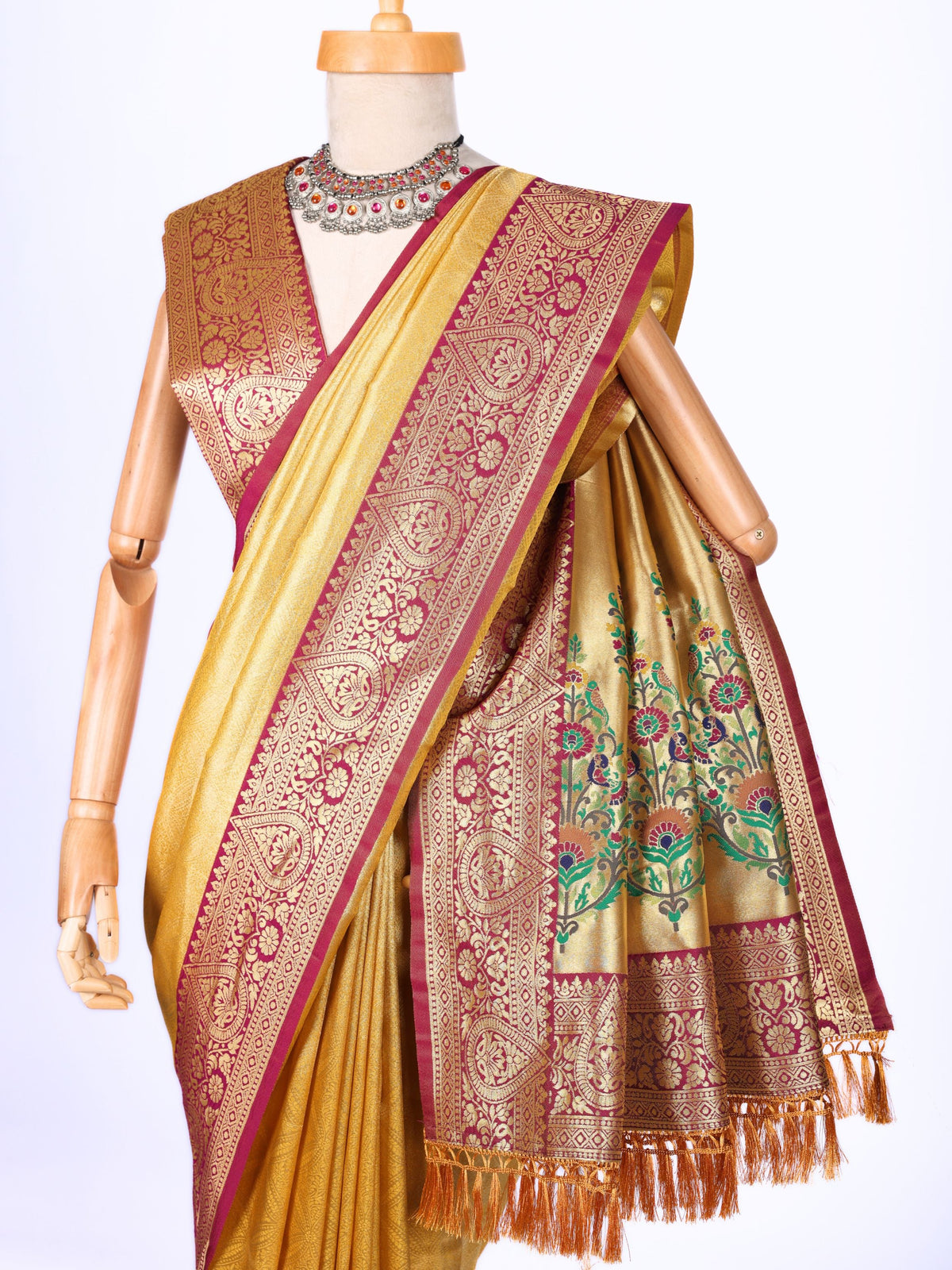 Yellow color Kanjivaram work Designer Saree BLS1017_Yellow
