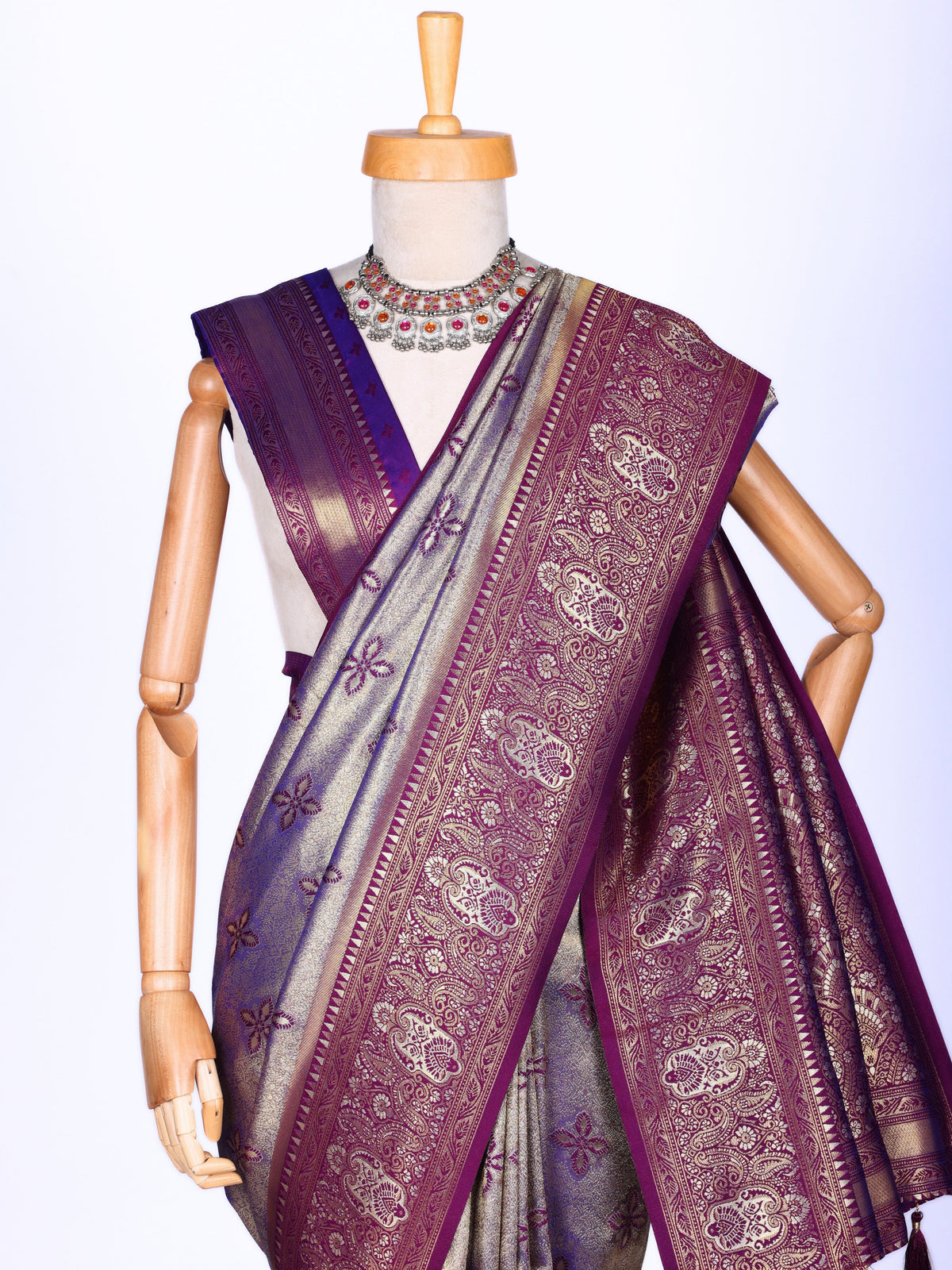 Purple color Kanjivaram work Designer Saree BLS1020_Purple