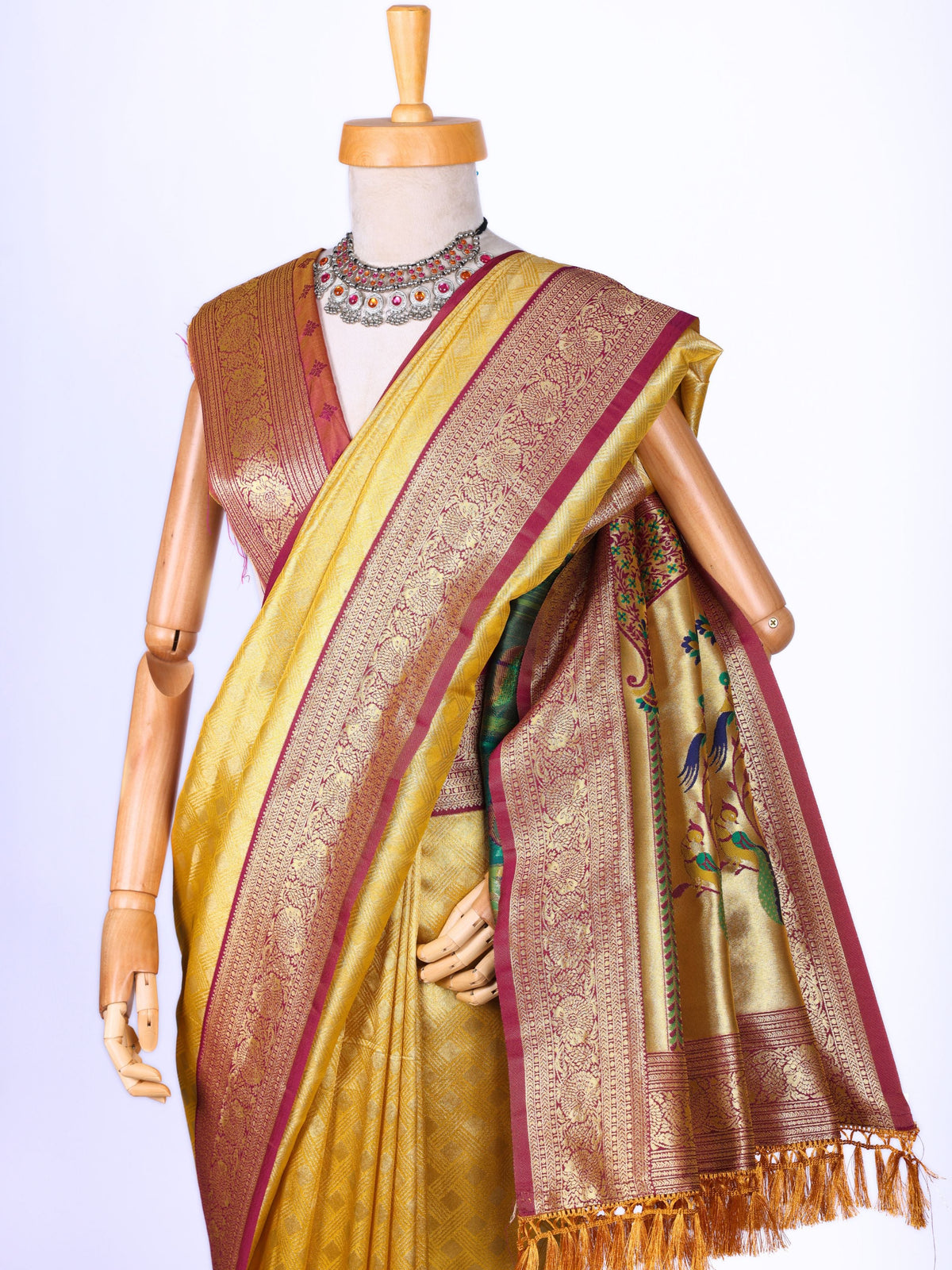 Yellow color Kanjivaram work Designer Saree BLS1016_Yellow