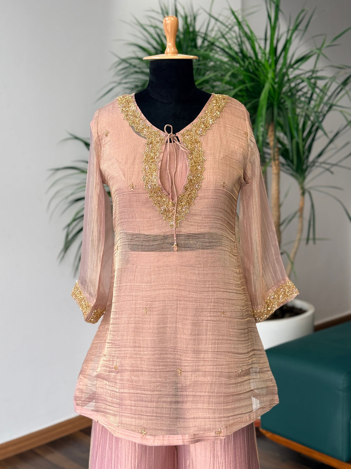 Soft pink Handwork Necklace Sharara set BLS133