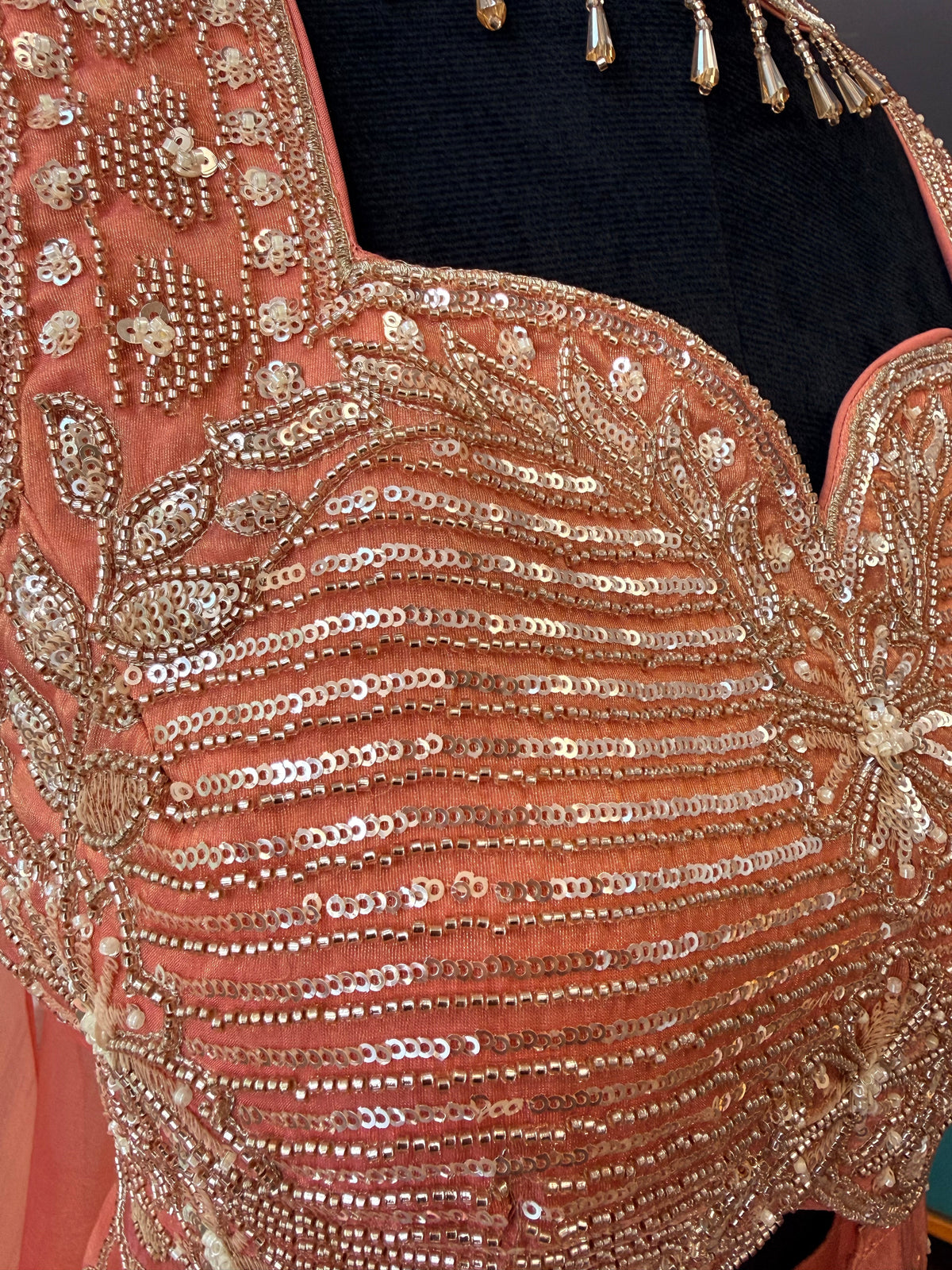 Peach Pink color Bids Sequence Embroidery work Sharara set BLS137