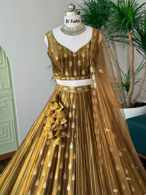 Golden Brown color Designer Sequence Embroidery work Lehenga choli BL1686
