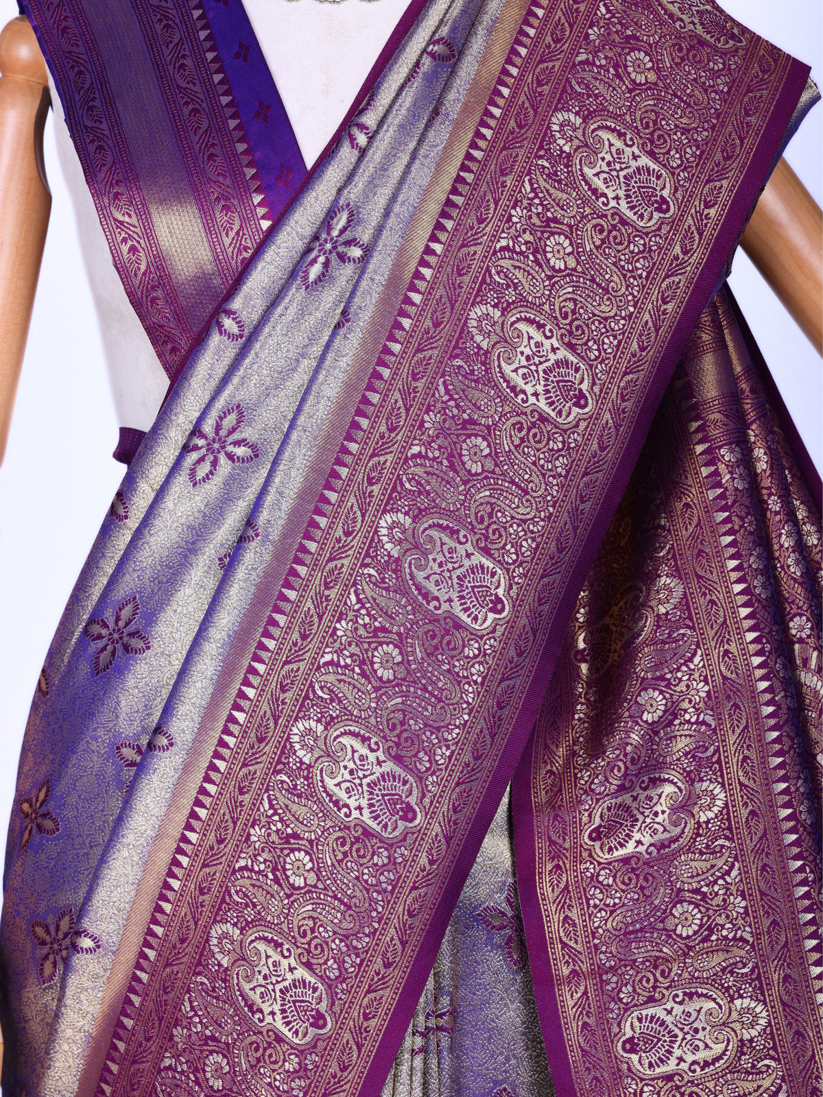 Purple color Kanjivaram work Designer Saree BLS1020_Purple
