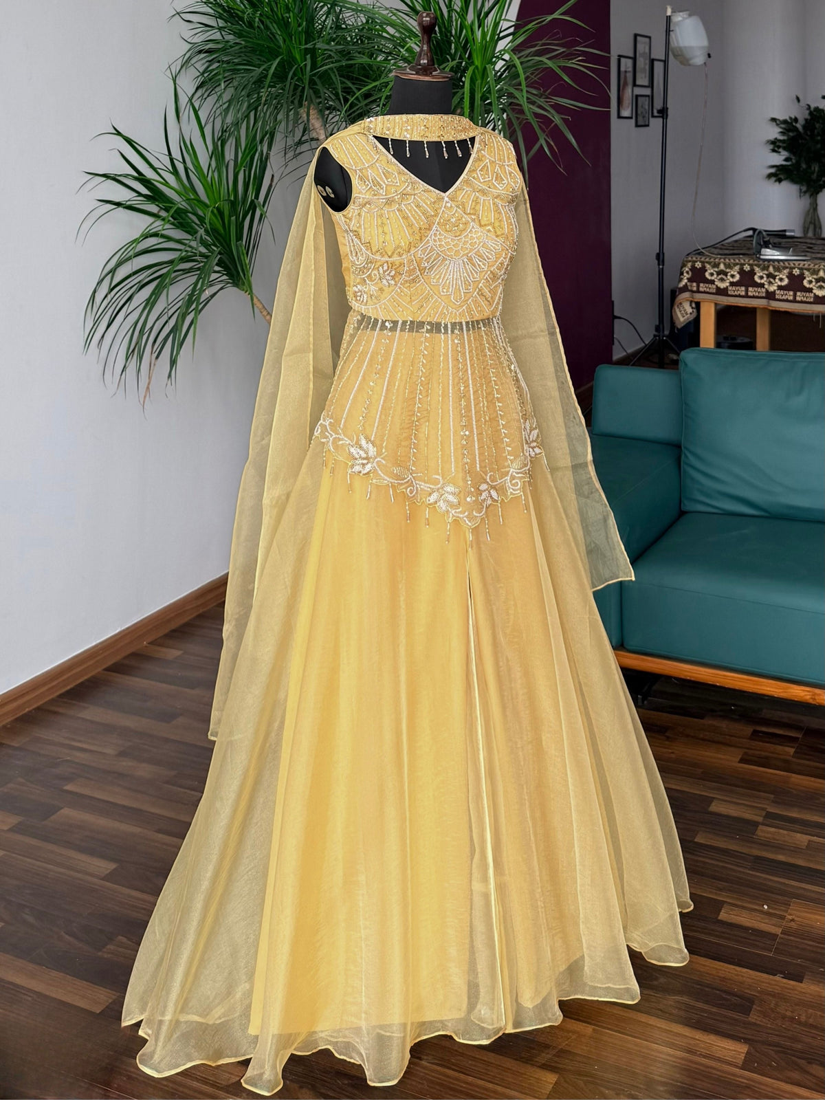 Yellow color Bids Embroidery work Sharara set BLS109