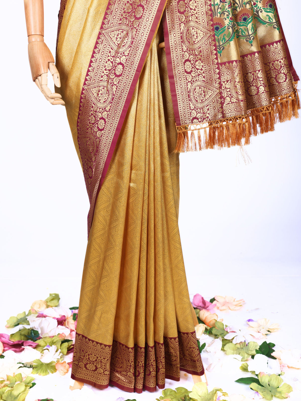 Yellow color Kanjivaram work Designer Saree BLS1017_Yellow