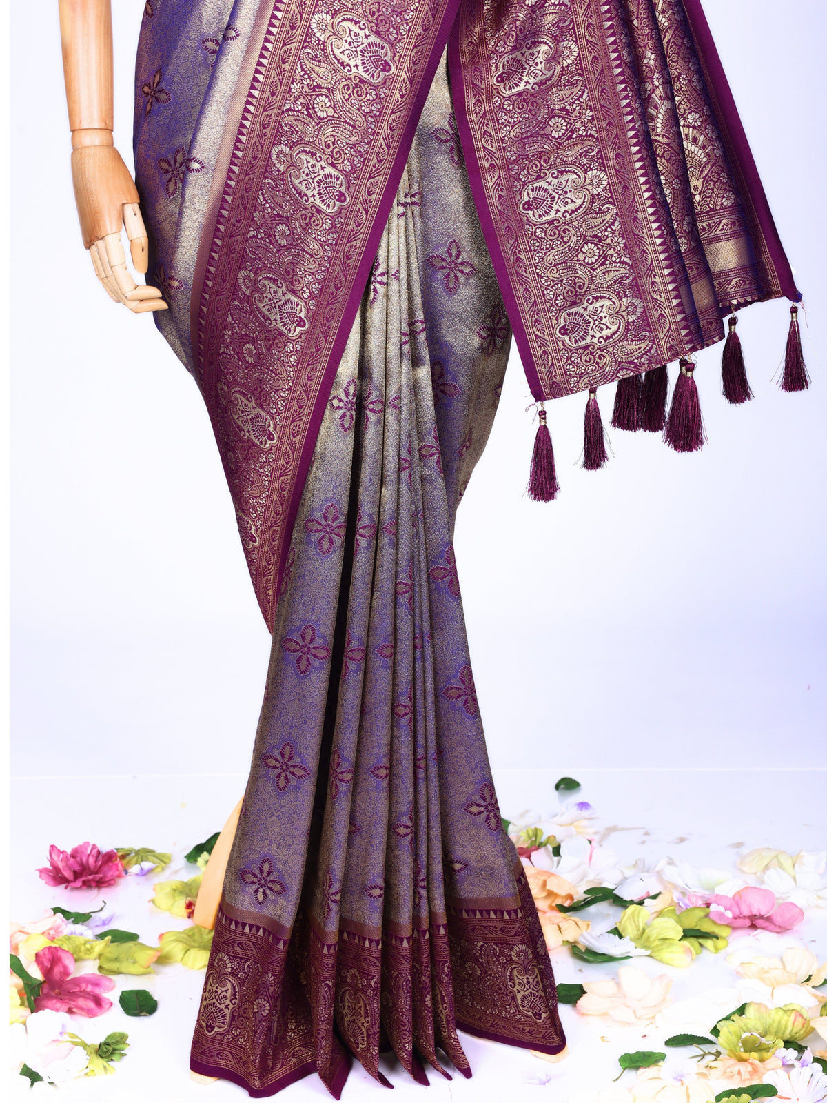 Purple color Kanjivaram work Designer Saree BLS1020_Purple