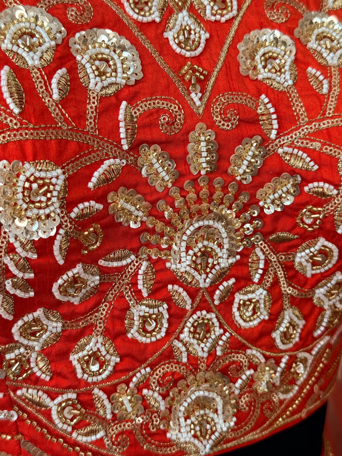 Coral Orange Pink color Bids Embroidery work Jacquard Lehenga Choli BL1744