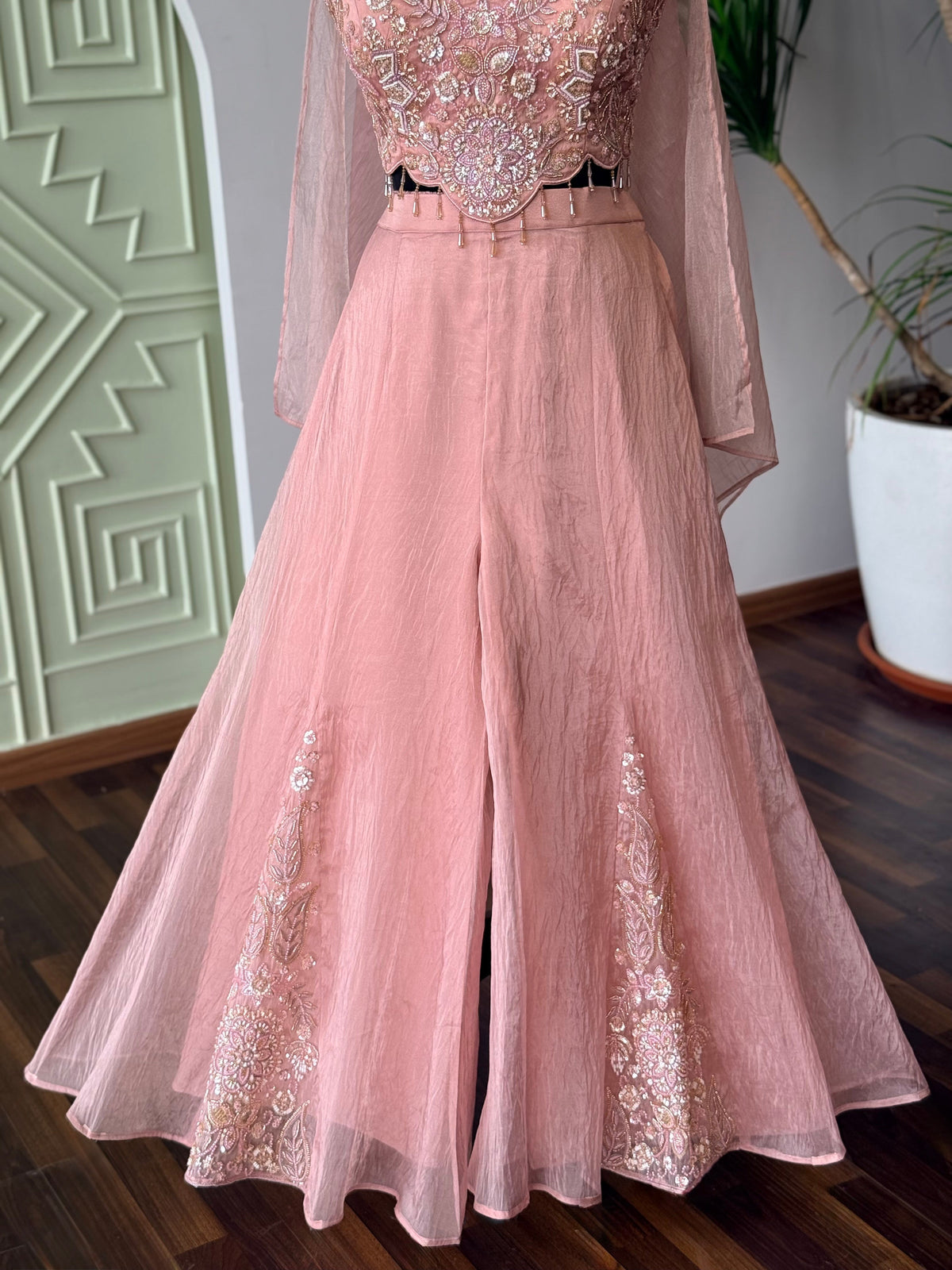 Pink color Bids Embroidery work Sharara set BLS105