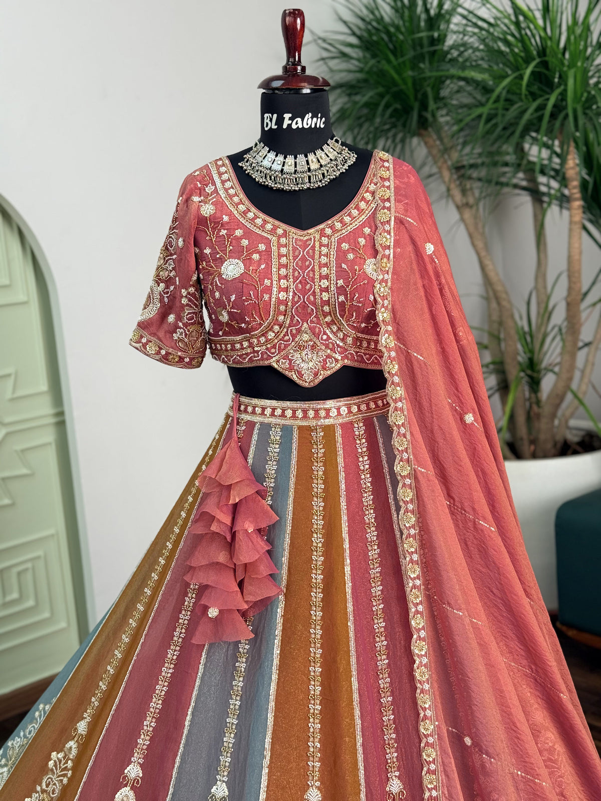 Multi color Designer Bids Embroidery work Lehenga choli BL1730