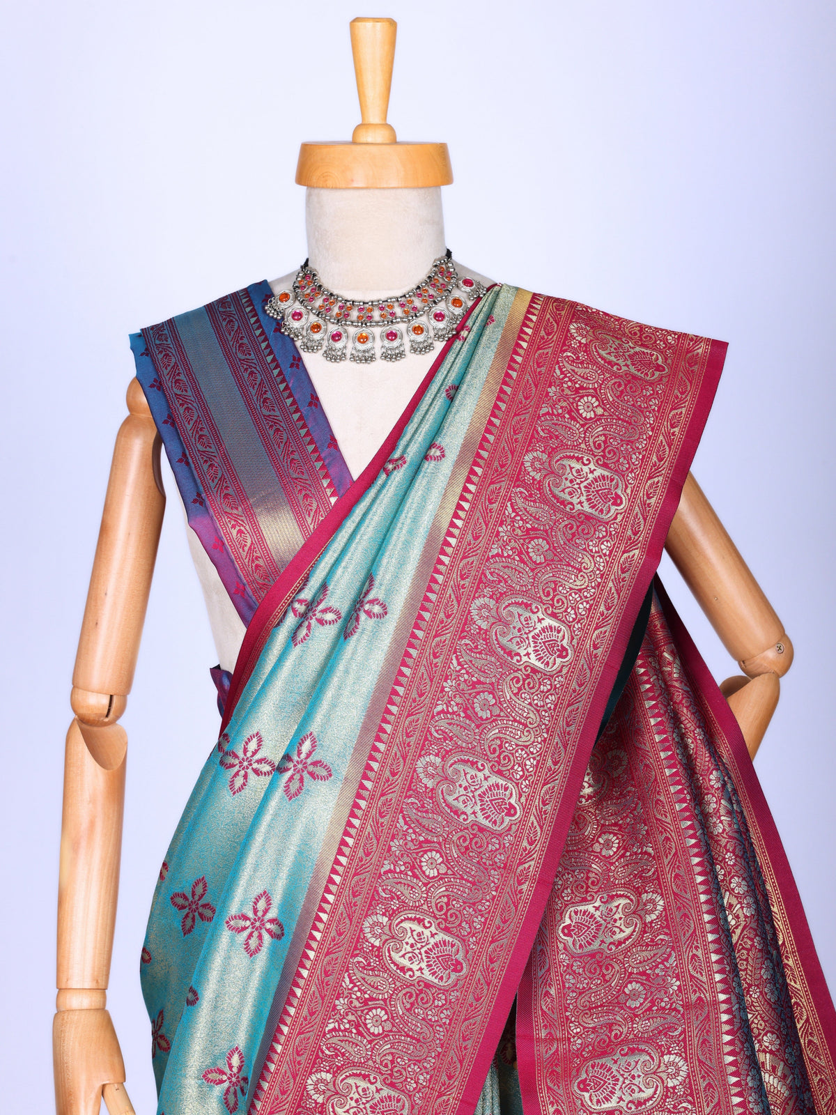 Skyblue color Kanjivaram work Designer Saree BLS1020_skyblue