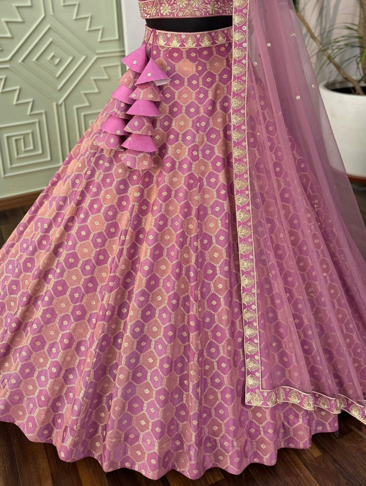 Rose pink color Jacquard Designer Lehenga choli for Any Function BL1674