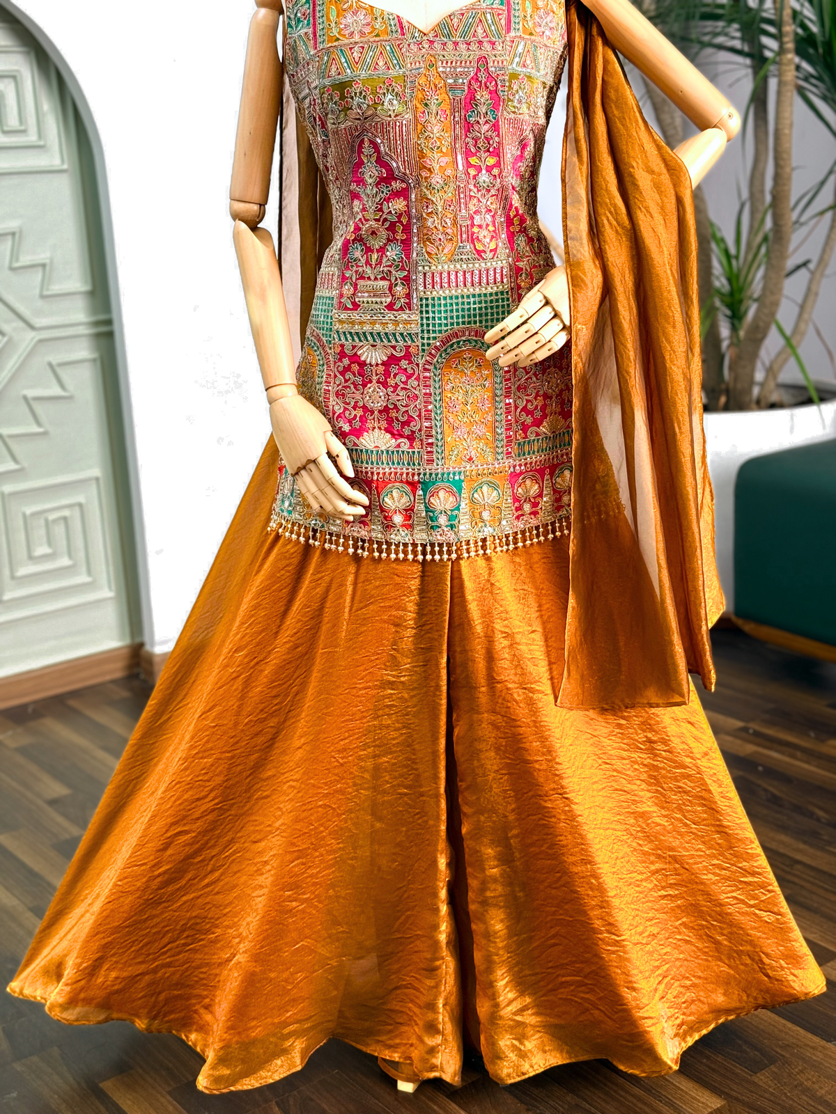 Brown color Sequence Embroidery work Sharara BLS101