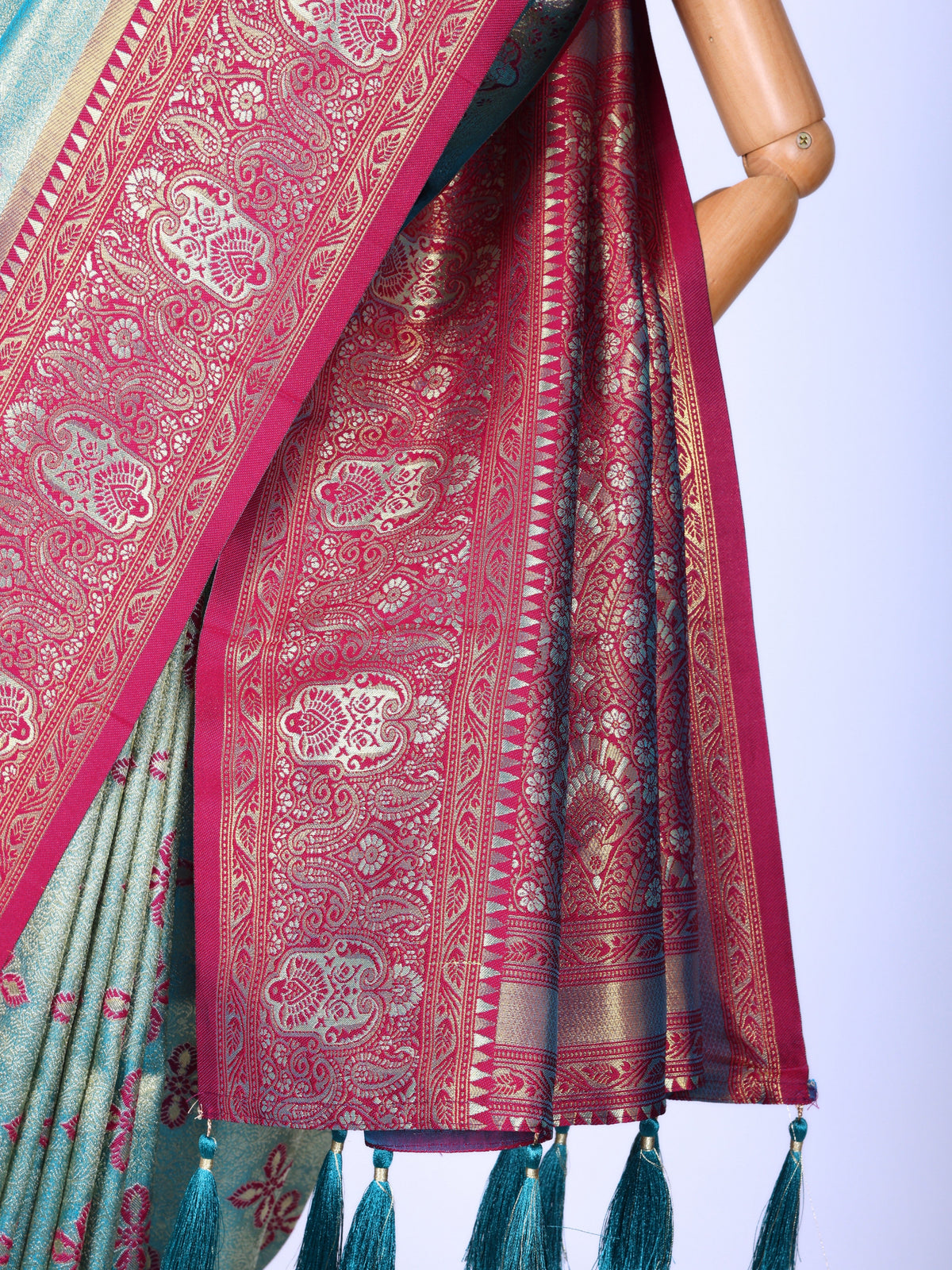 Skyblue color Kanjivaram work Designer Saree BLS1020_skyblue