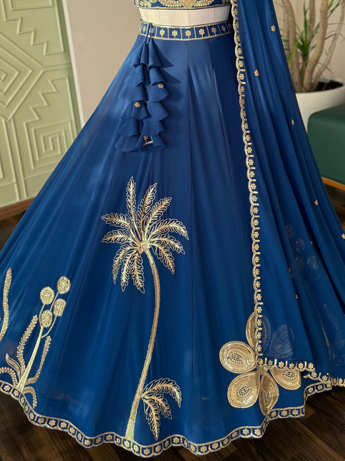 Blue color Sequence Embroidery work Designer Lehenga Choli BL1669