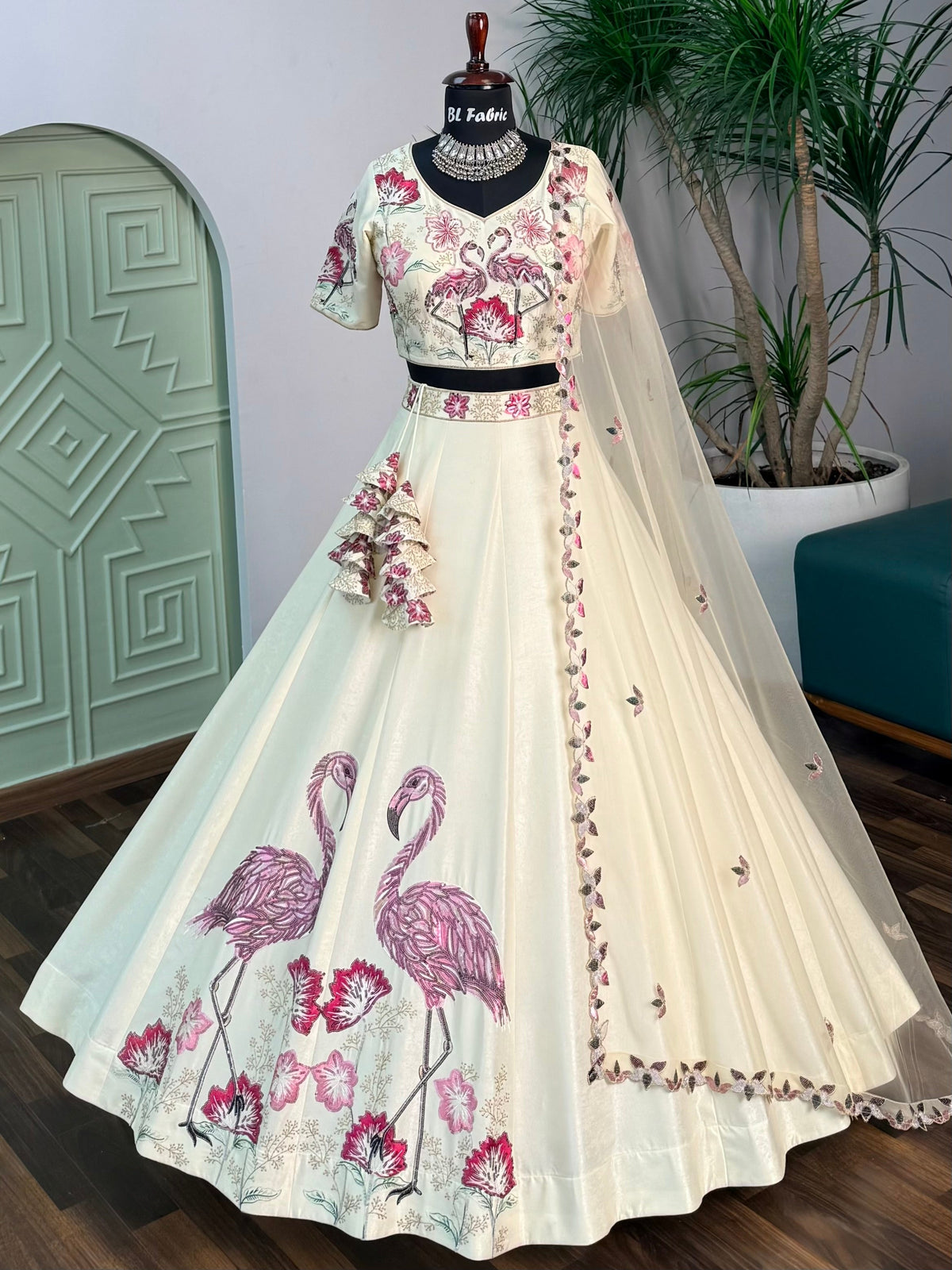 off-white color Designer Sequence Embroidery work Lehenga choli BL1732