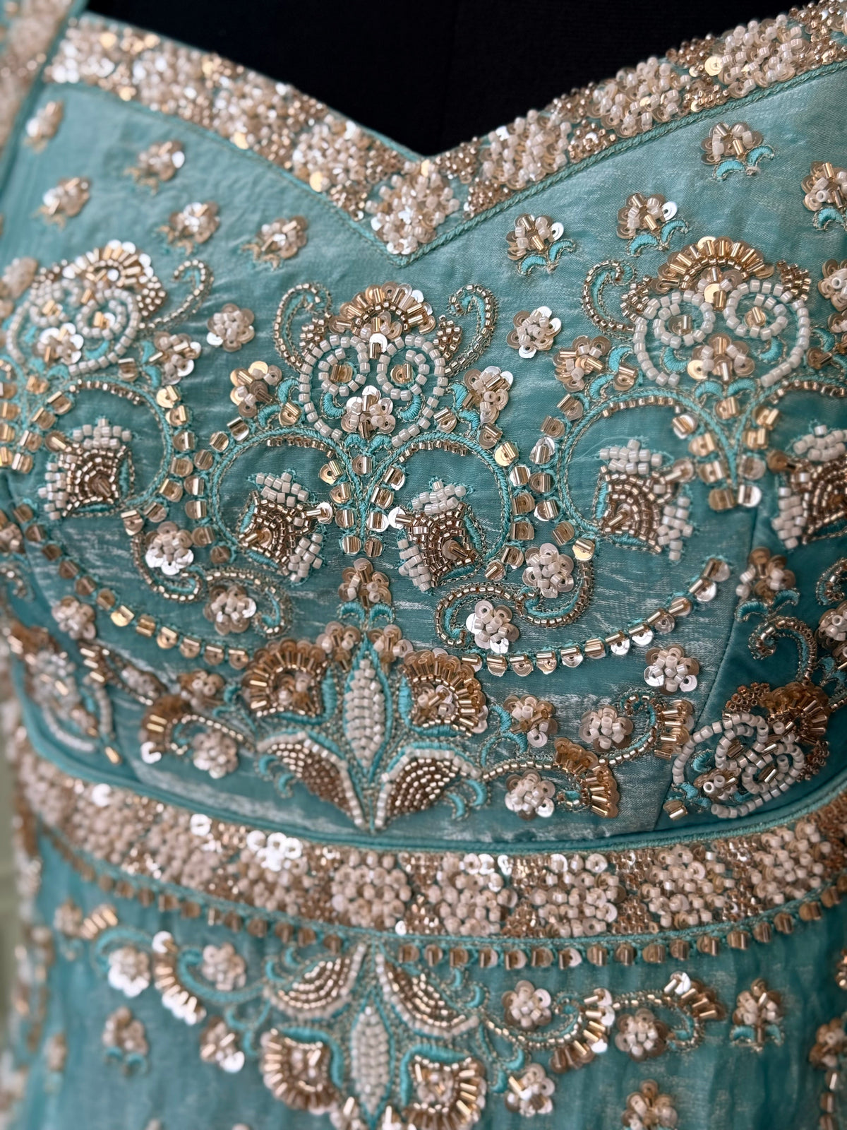 Royal Ice blue color Bids Sequence Embroidery work Sharara set BLS118
